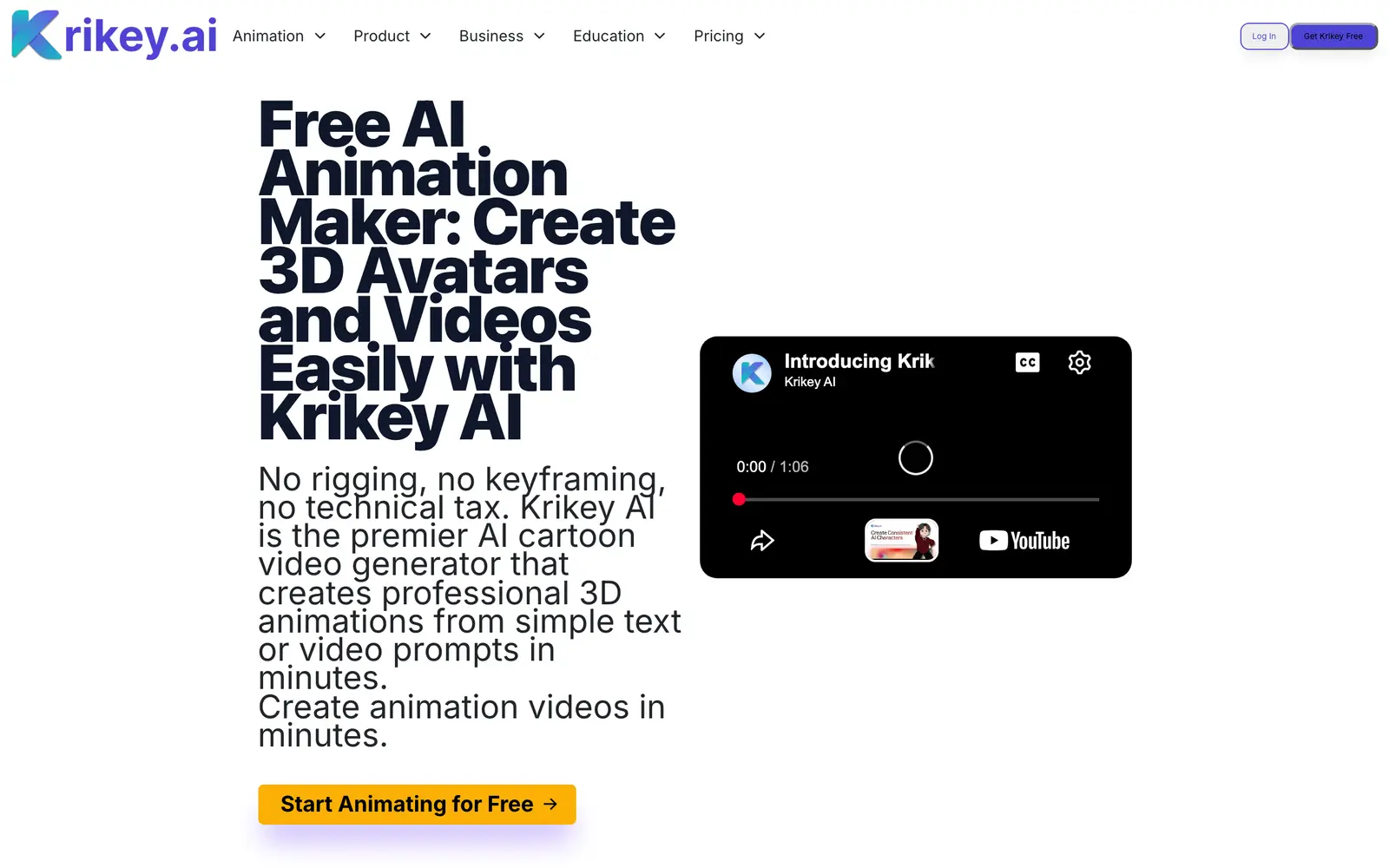 Screenshot of the Krikey AI website