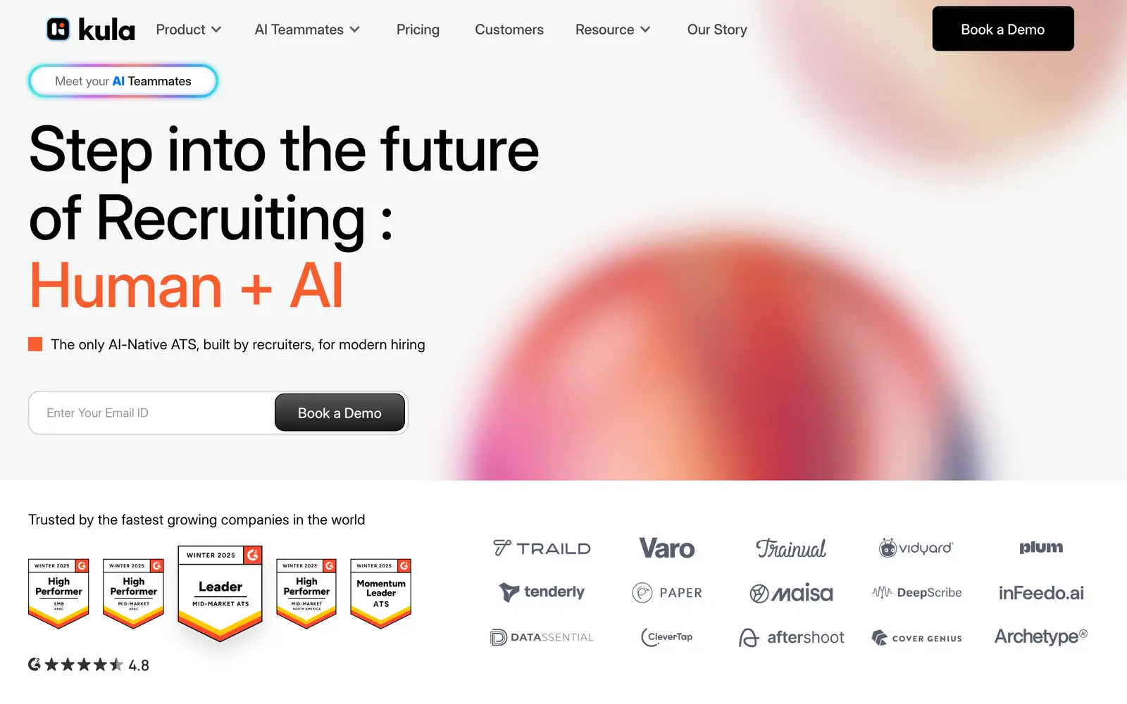 Screenshot of the Kula website