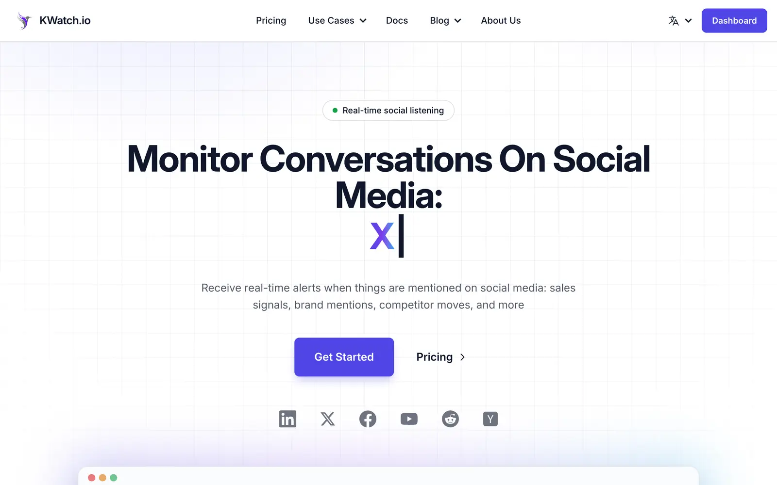 Screenshot of the KWatch website