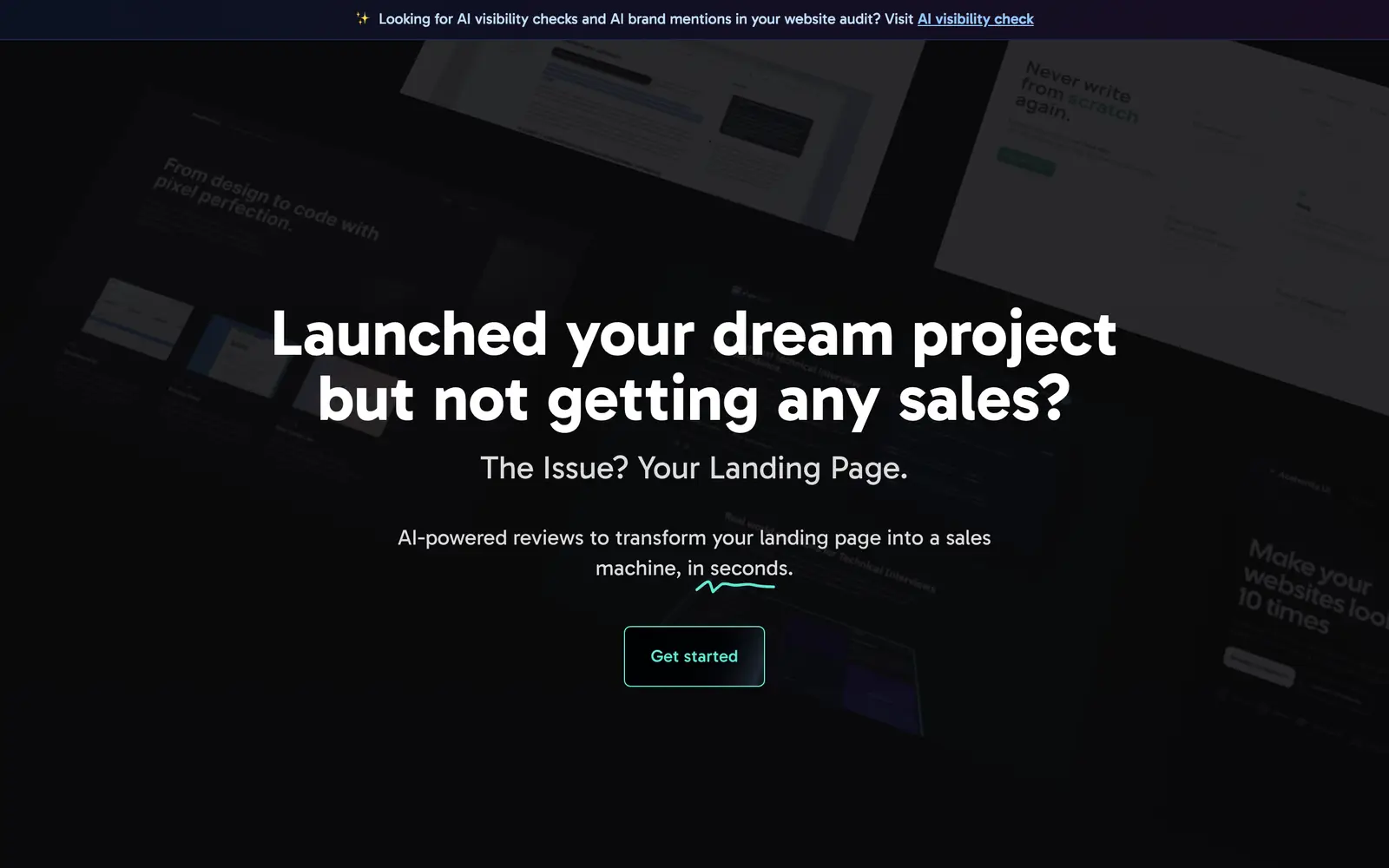 Screenshot of the Landing.report website
