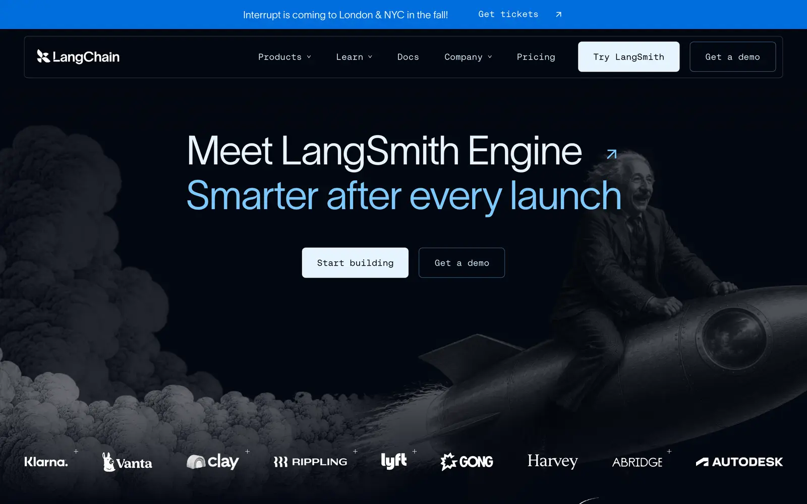 Screenshot of the LangChain website