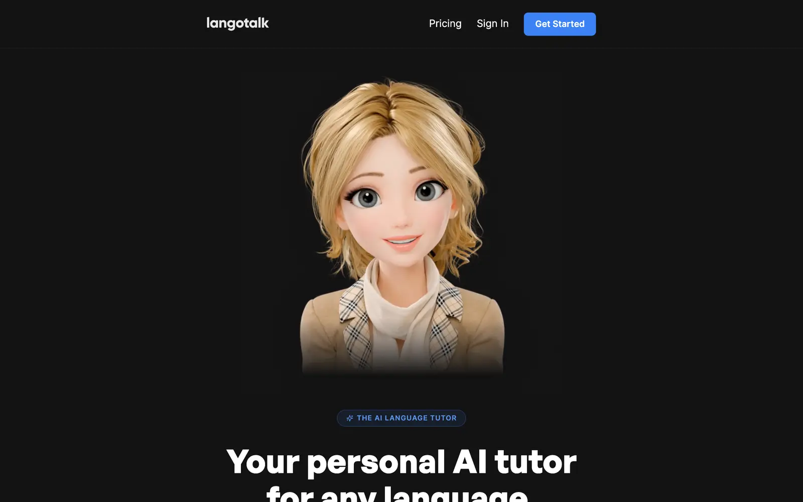 Screenshot of the Langotalk website