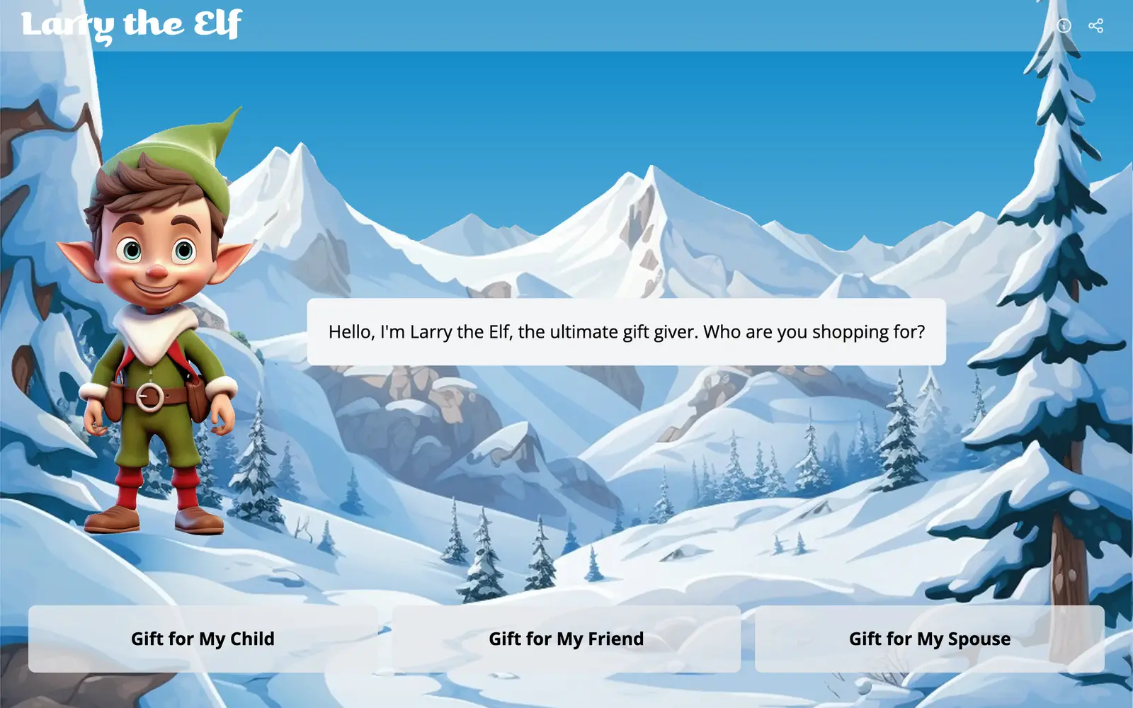 Screenshot of the Larry the Elf website