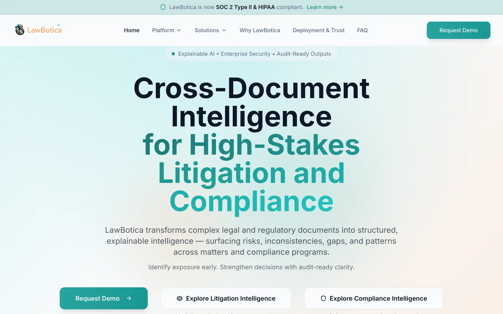 Screenshot of the LawBotica website