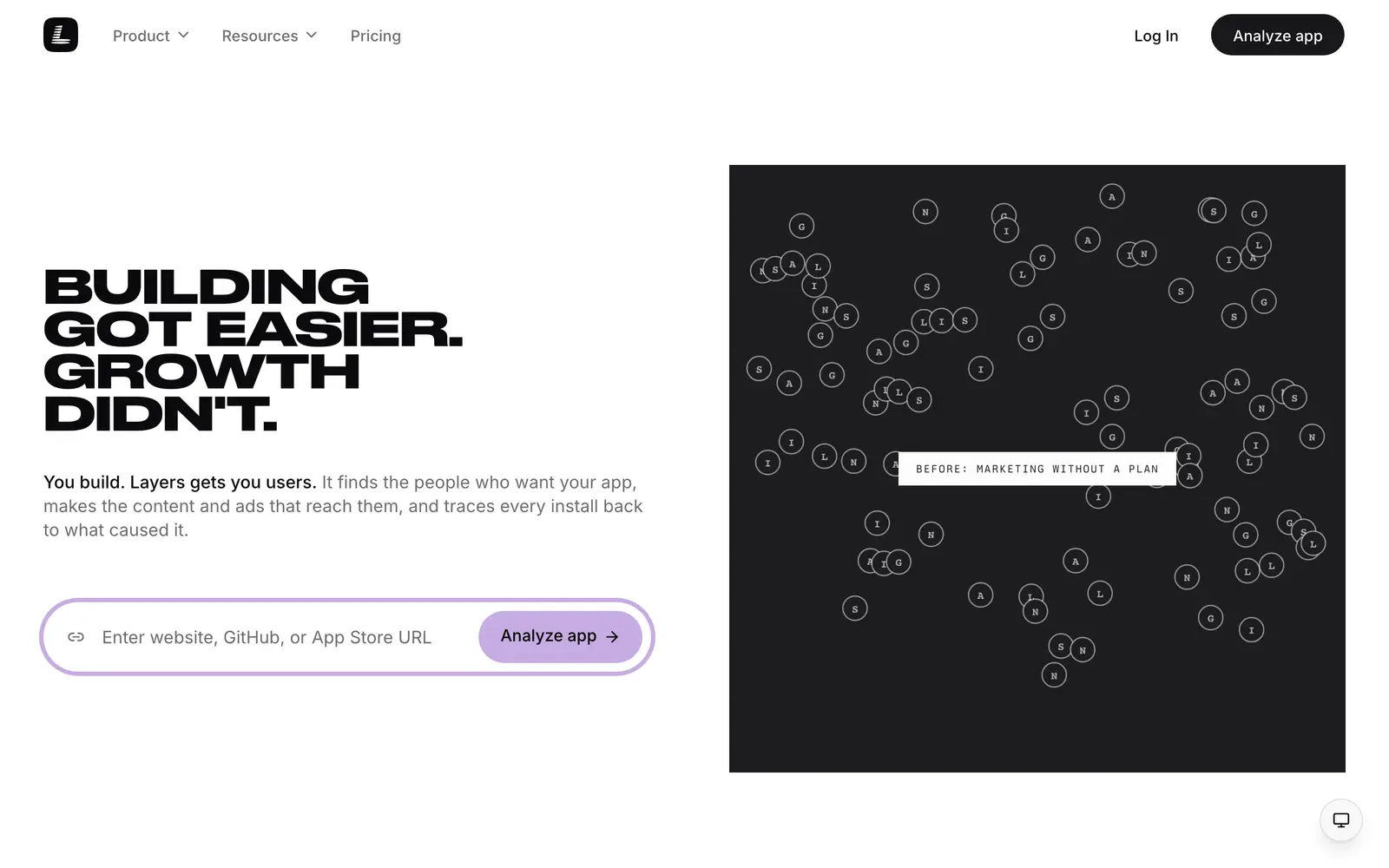 Screenshot of the Layers website