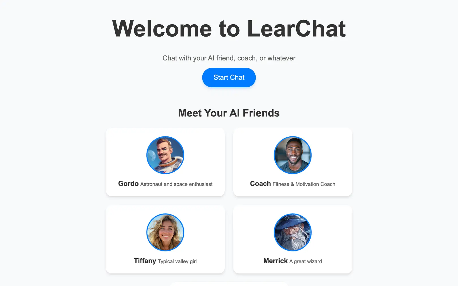 Screenshot of the LearChat website