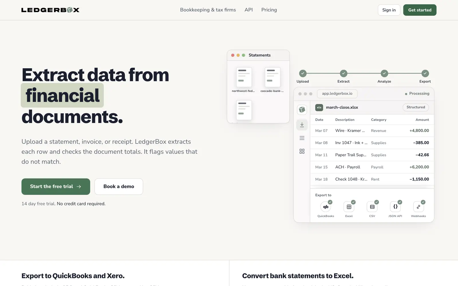 Screenshot of the LedgerBox website