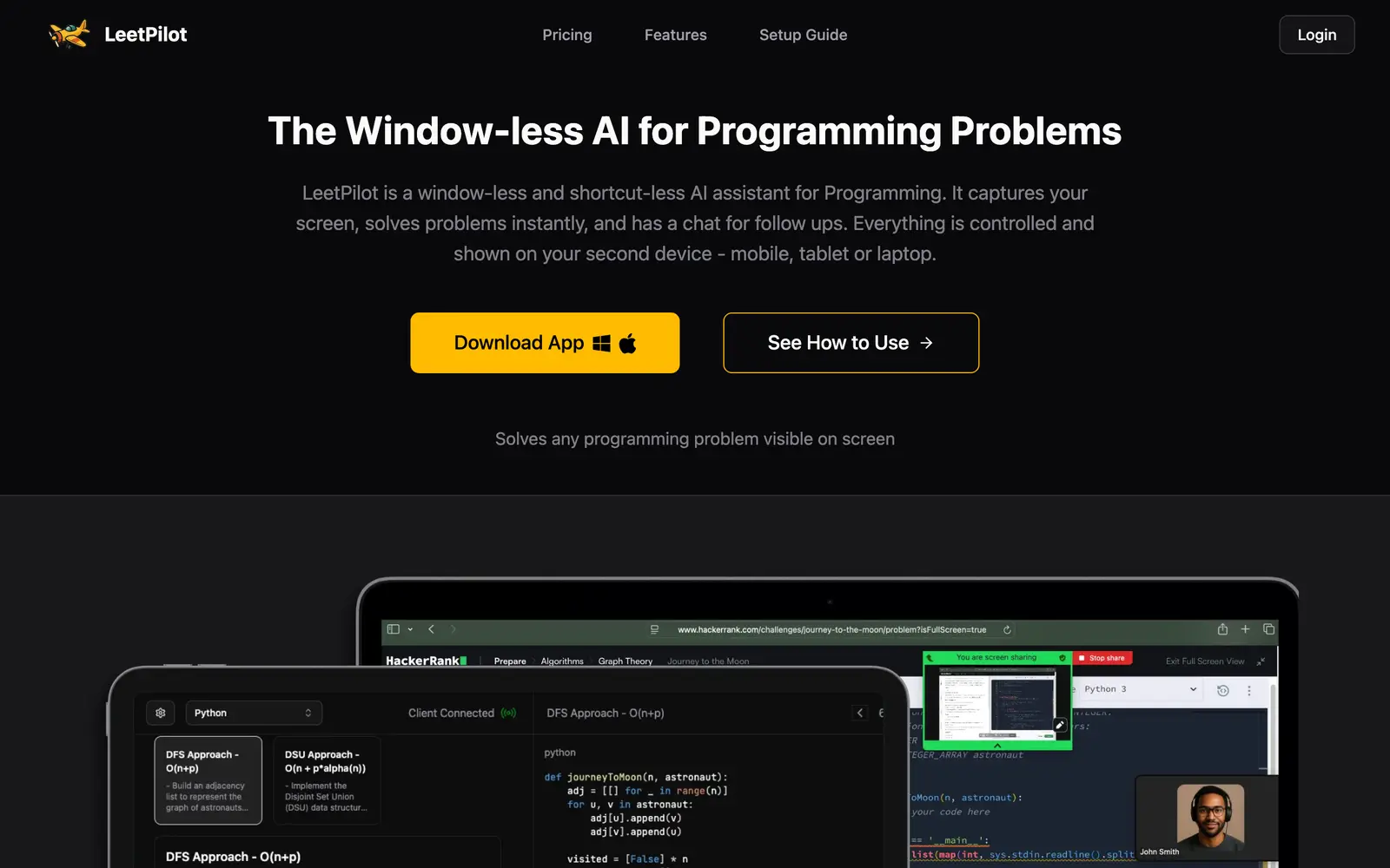 Screenshot of the LeetPilot website