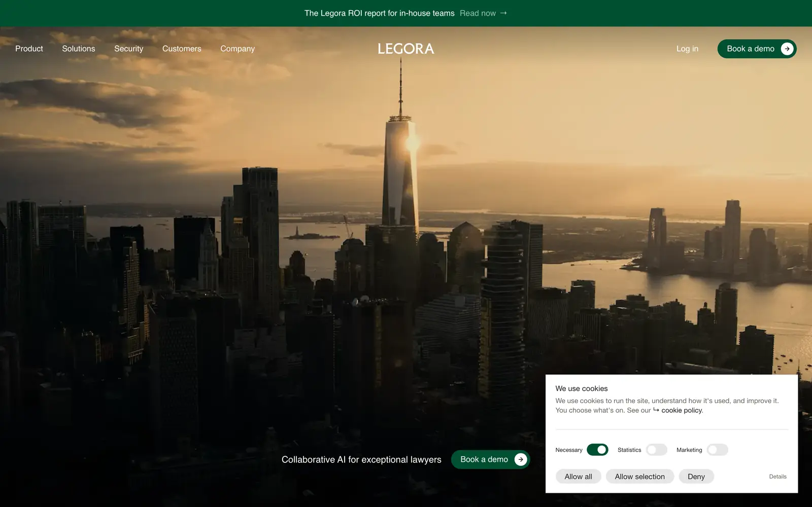 Screenshot of the Legora website