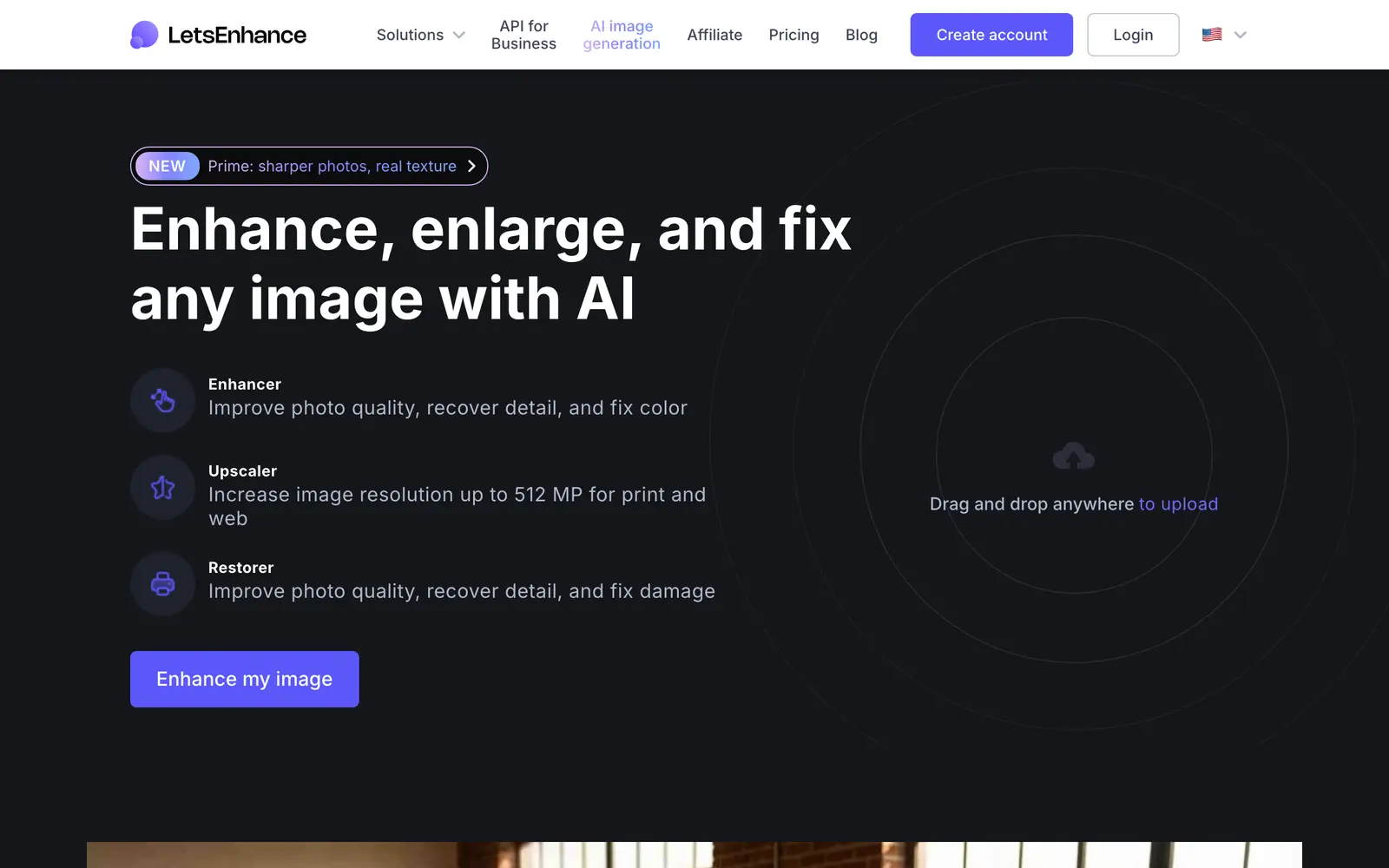 Screenshot of the Let's Enhance website