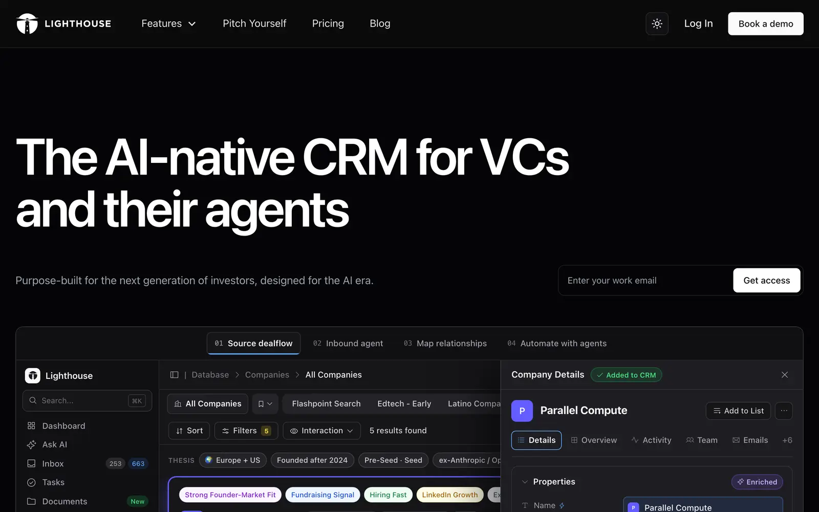Screenshot of the Lighthouse website