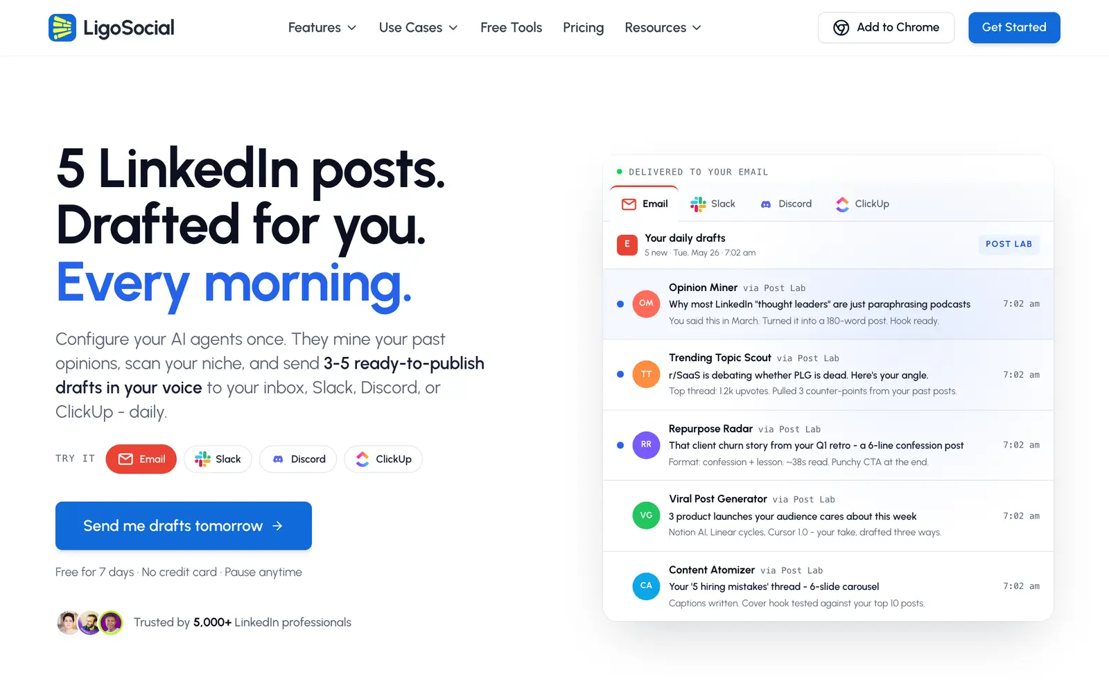 Screenshot of the LigoSocial website