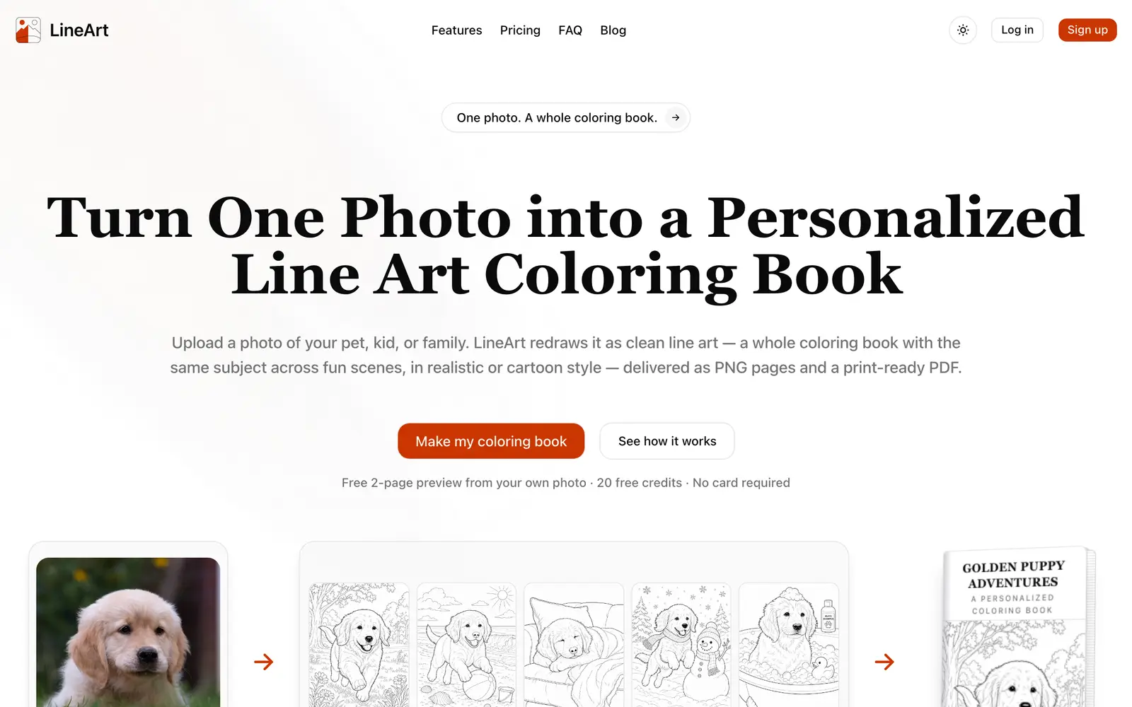 Screenshot of the LineArt website