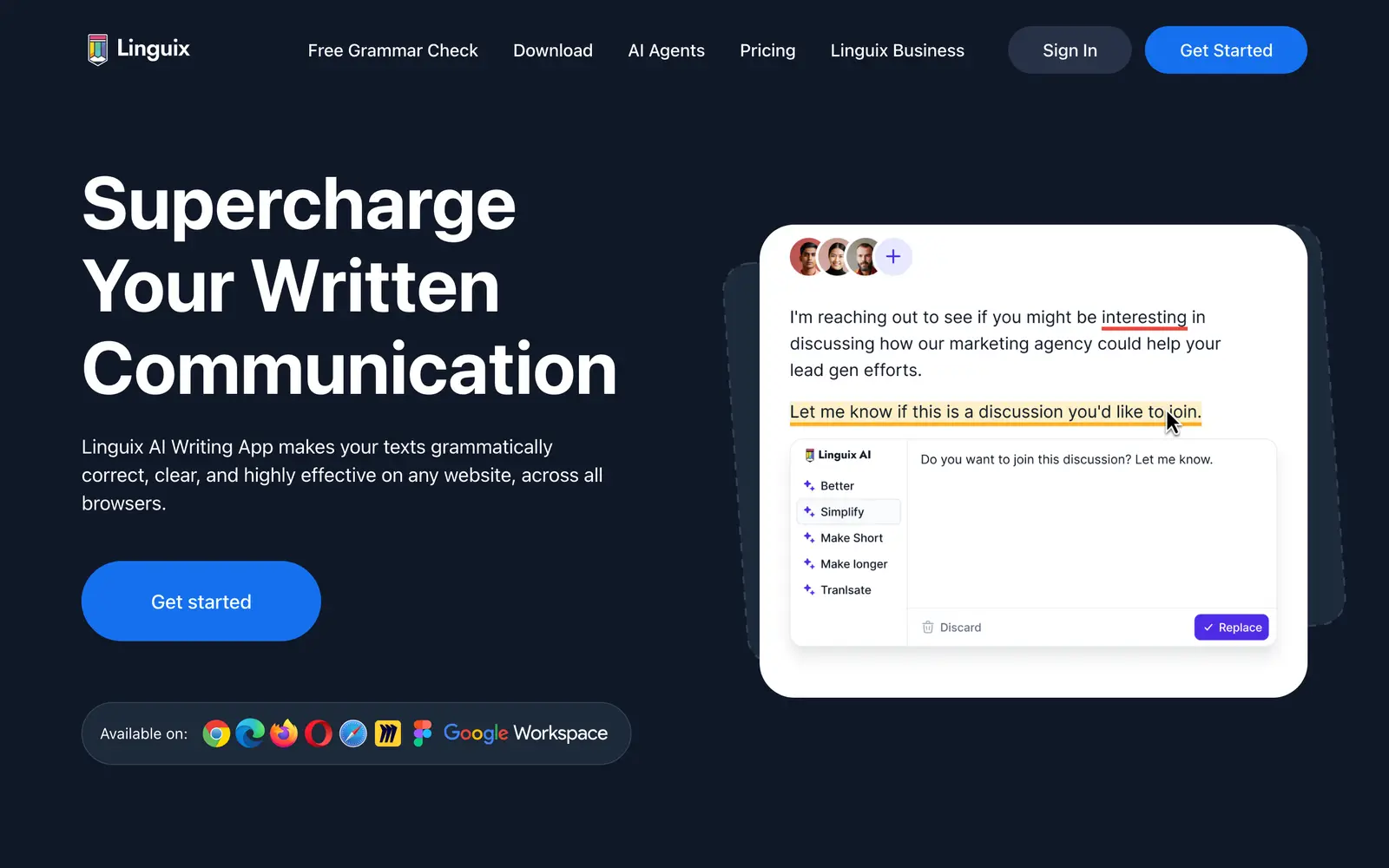 Screenshot of the Linguix website