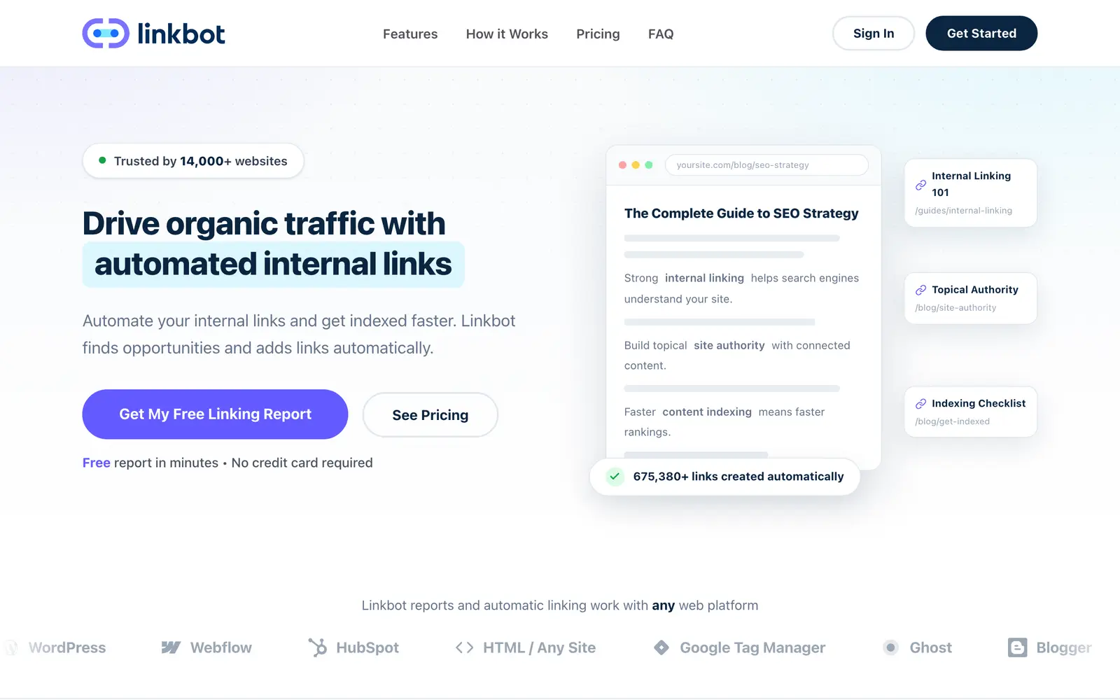 Screenshot of the Linkbot website