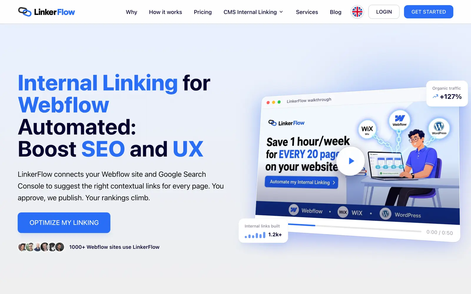 Screenshot of the LinkerFlow website