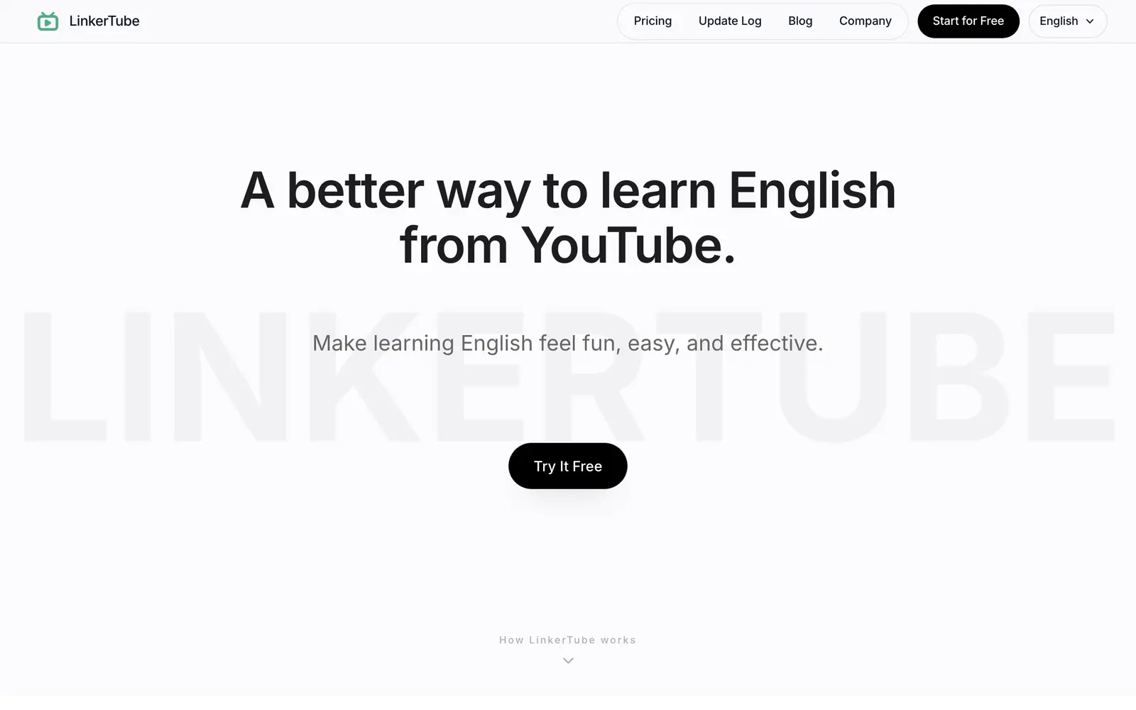 Screenshot of the LinkerTube website
