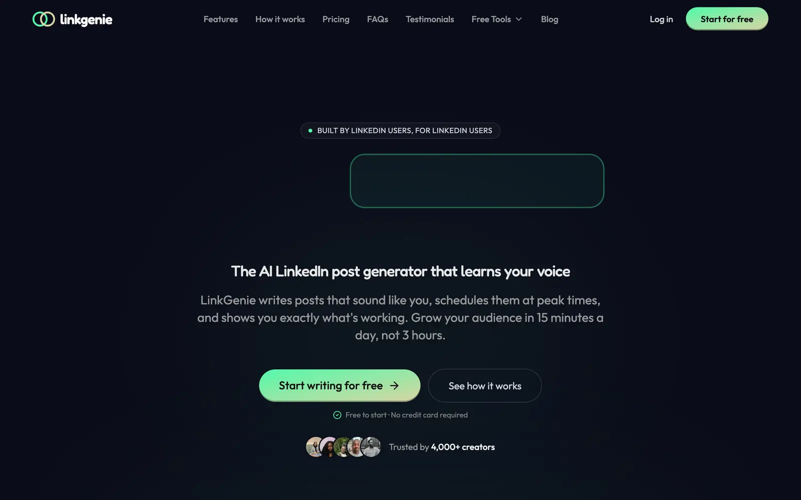 Screenshot of the Linkgenie website
