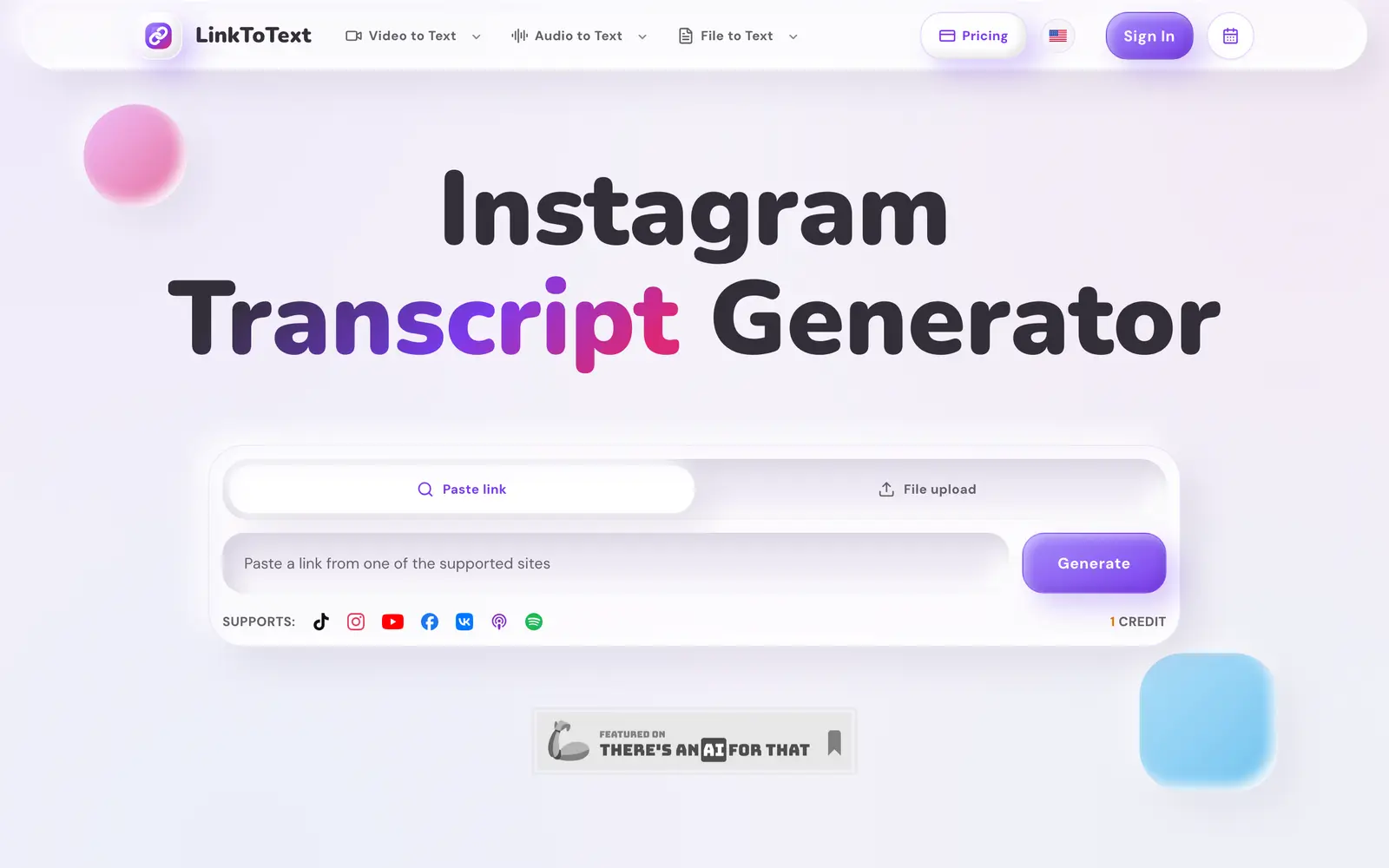 Screenshot of the LinkToText website