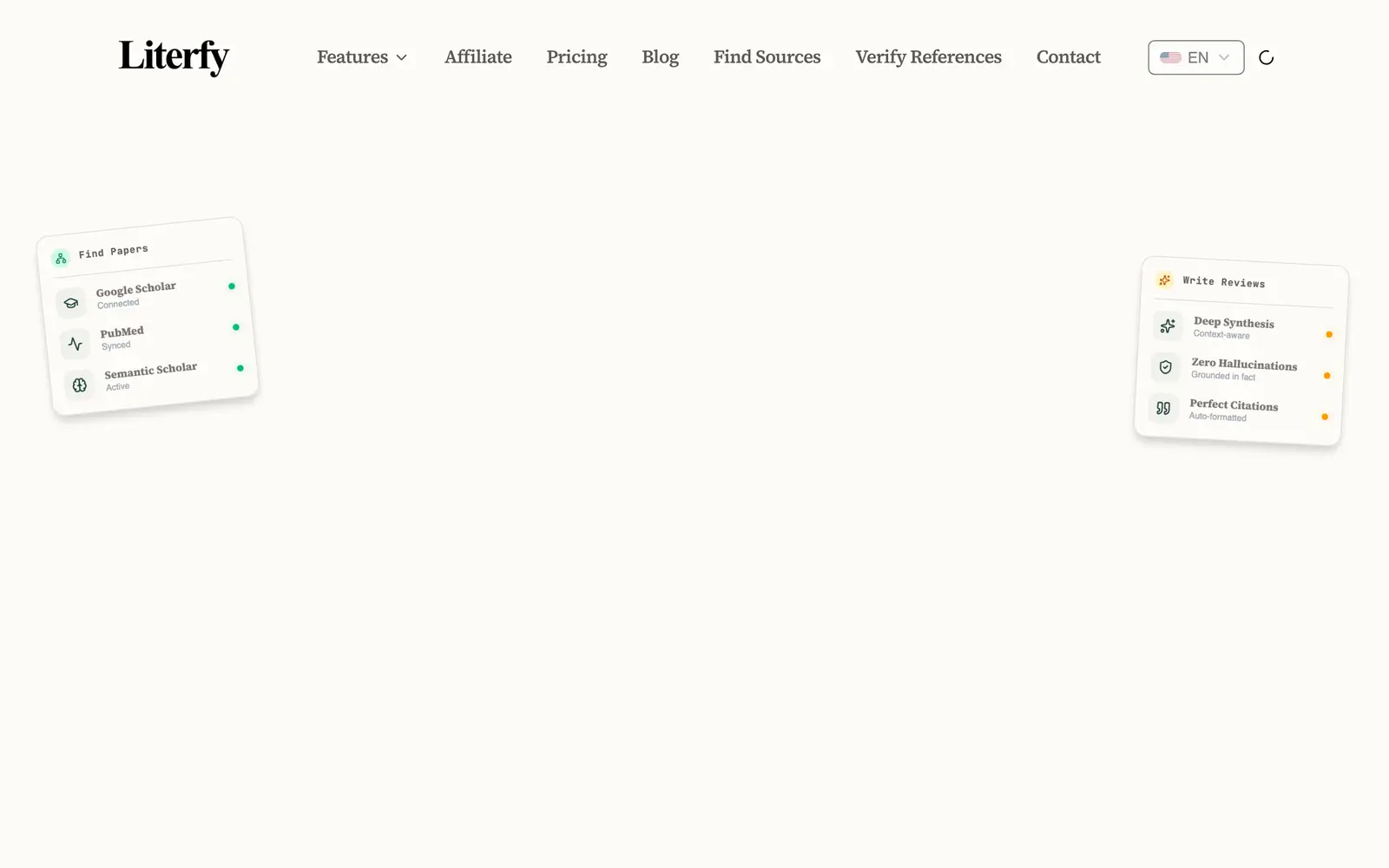 Screenshot of the Literfy website