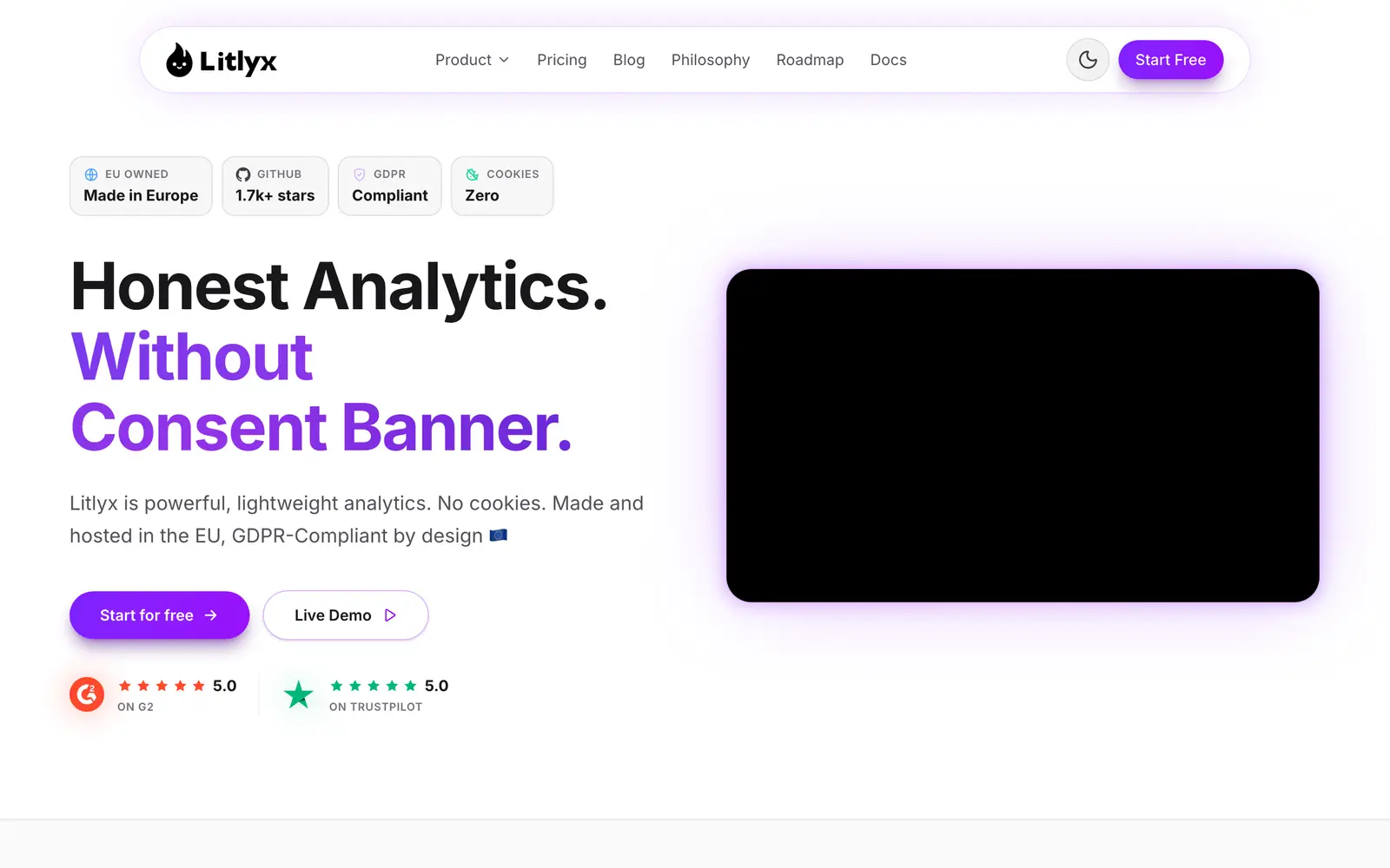 Screenshot of the Litlyx website