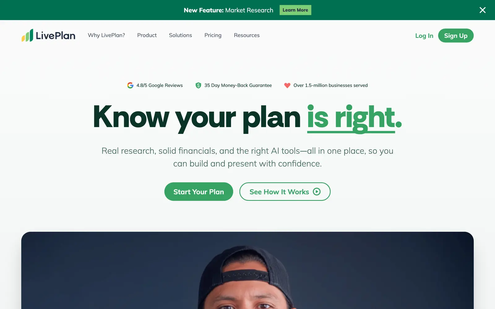 Screenshot of the LivePlan website