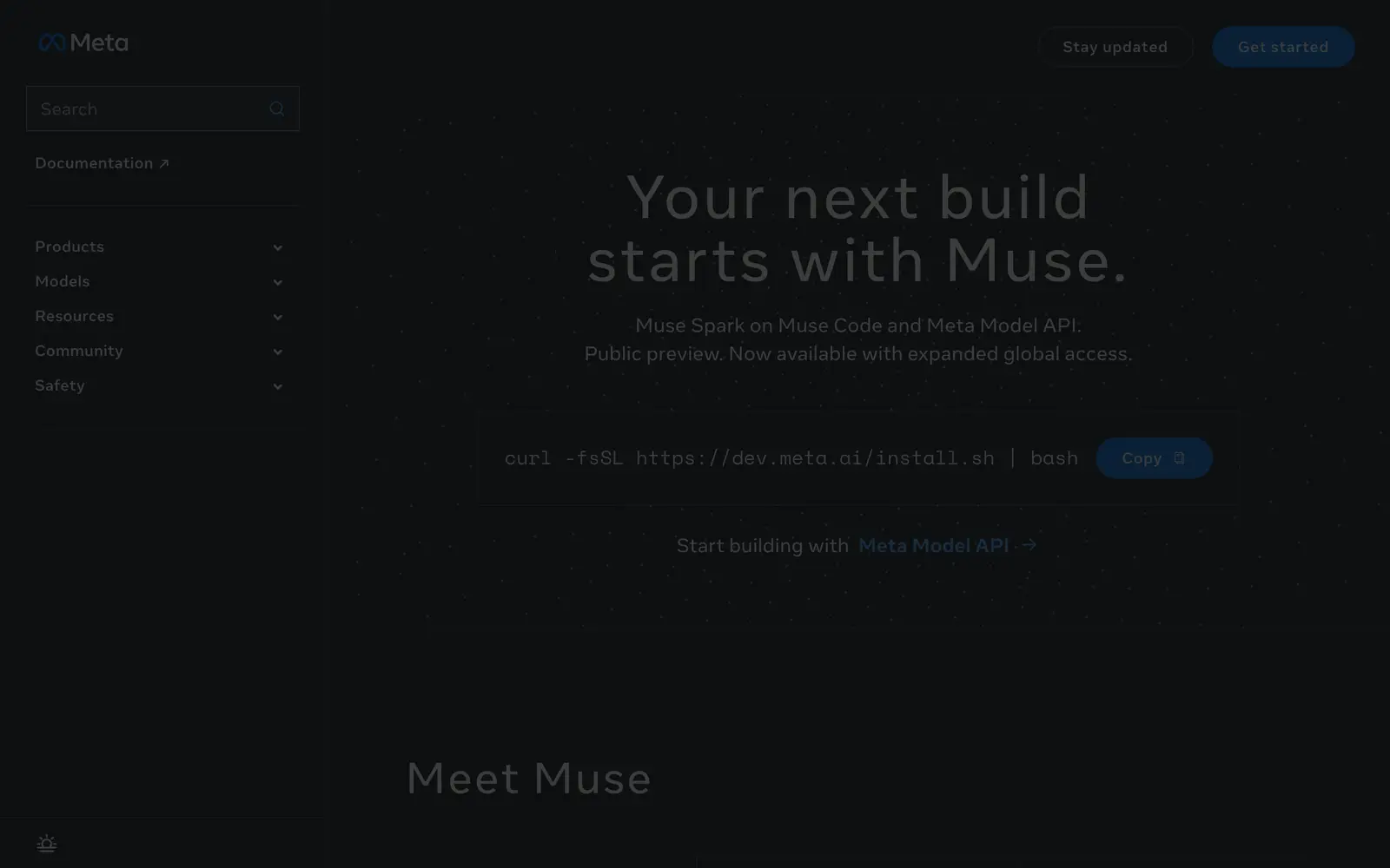 Screenshot of the Llama website