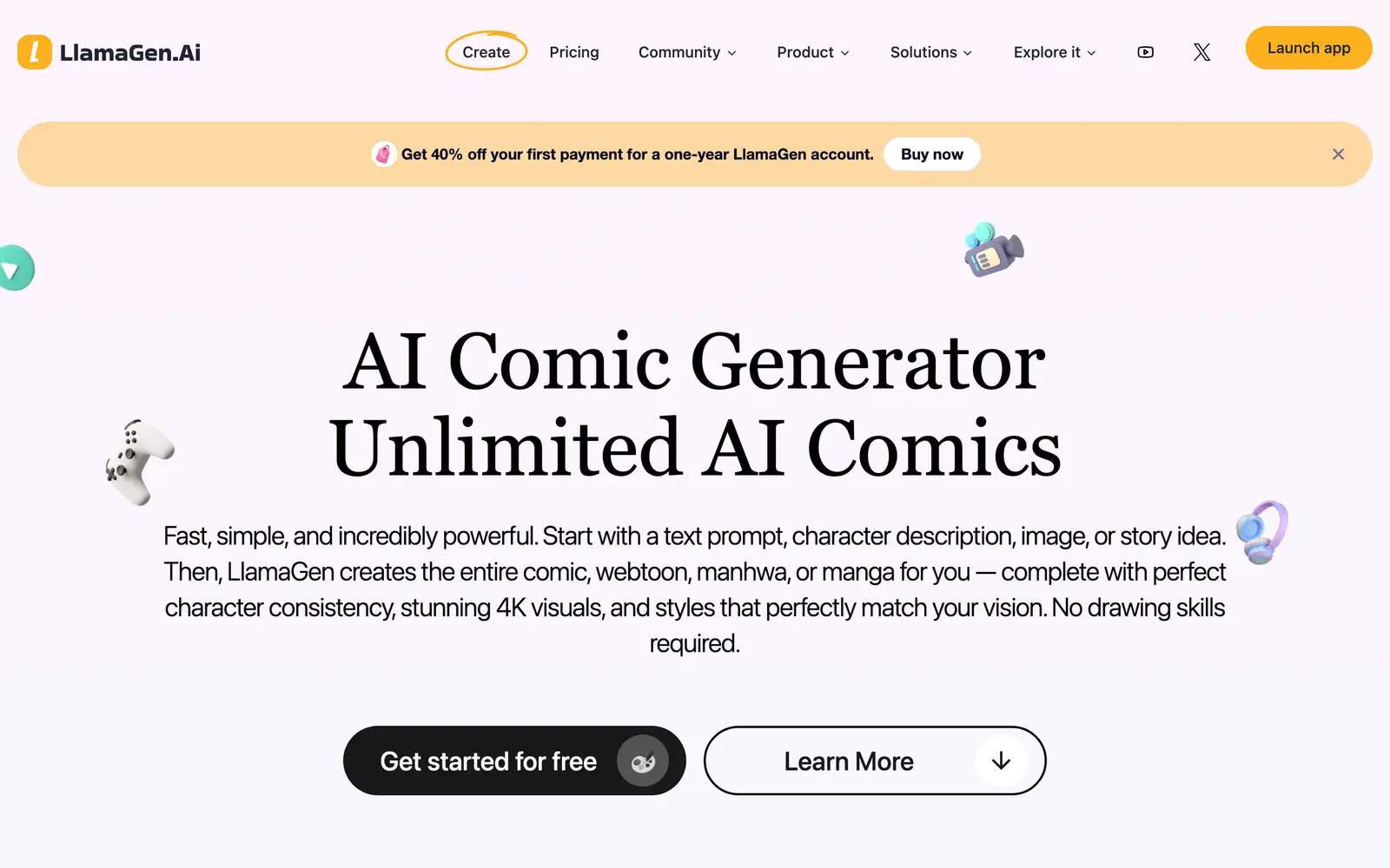 Screenshot of the LlamaGen website