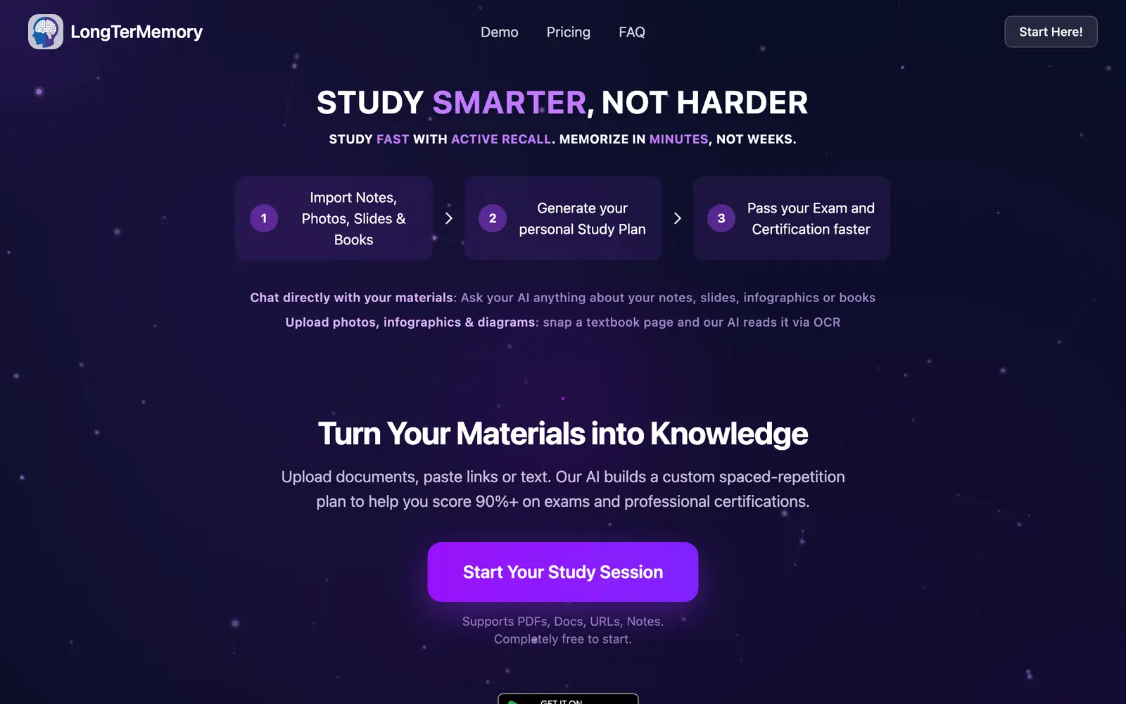 Screenshot of the LongTerMemory website