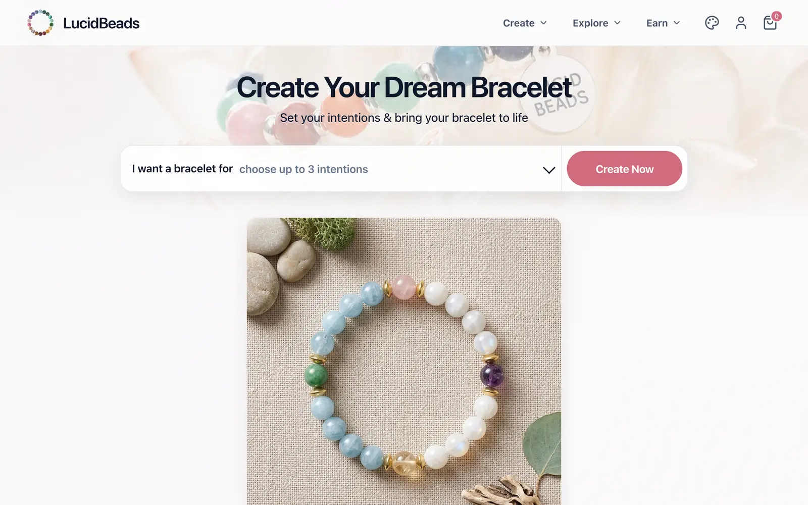 Screenshot of the Lucid Beads website