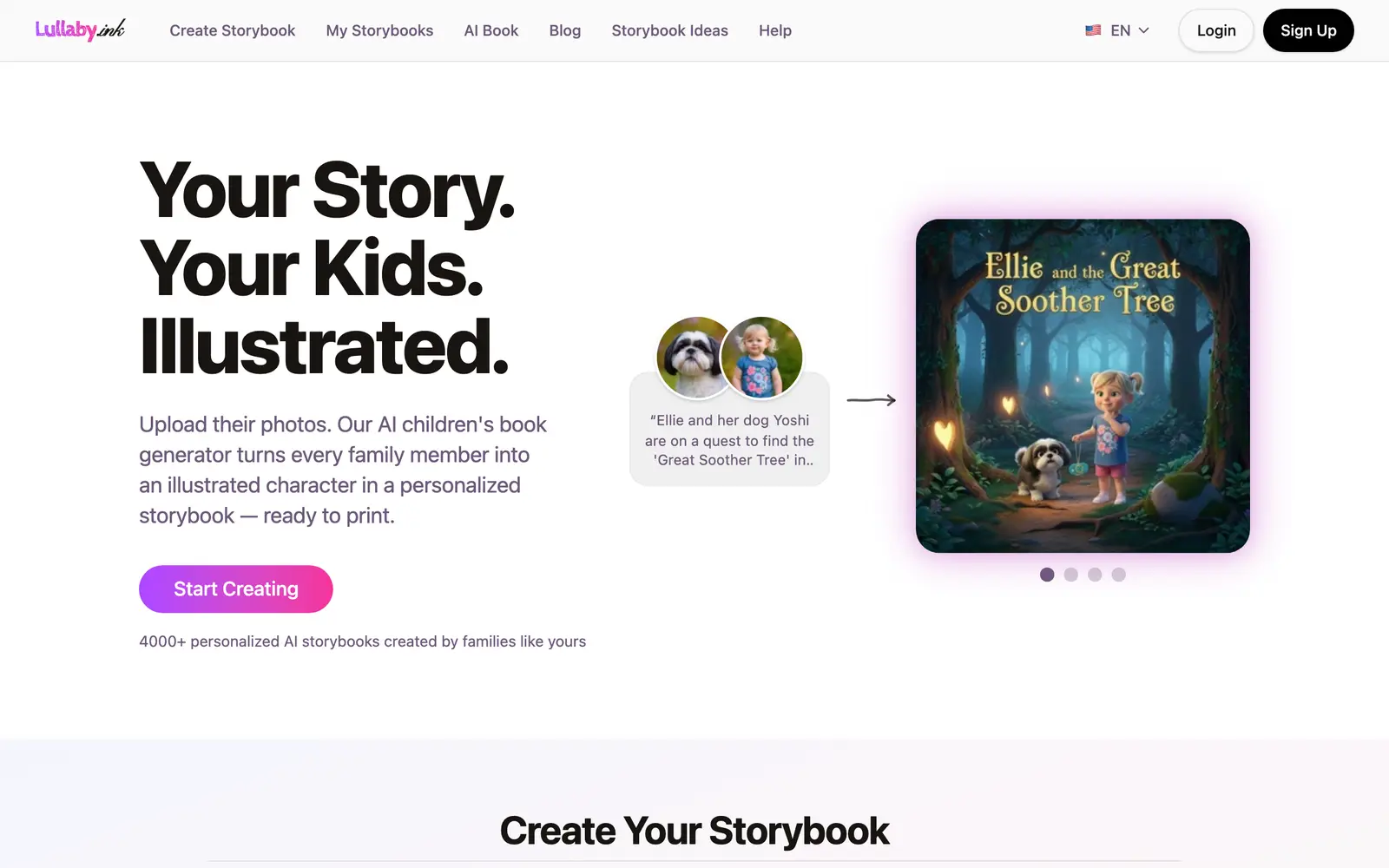Screenshot of the Lullaby website
