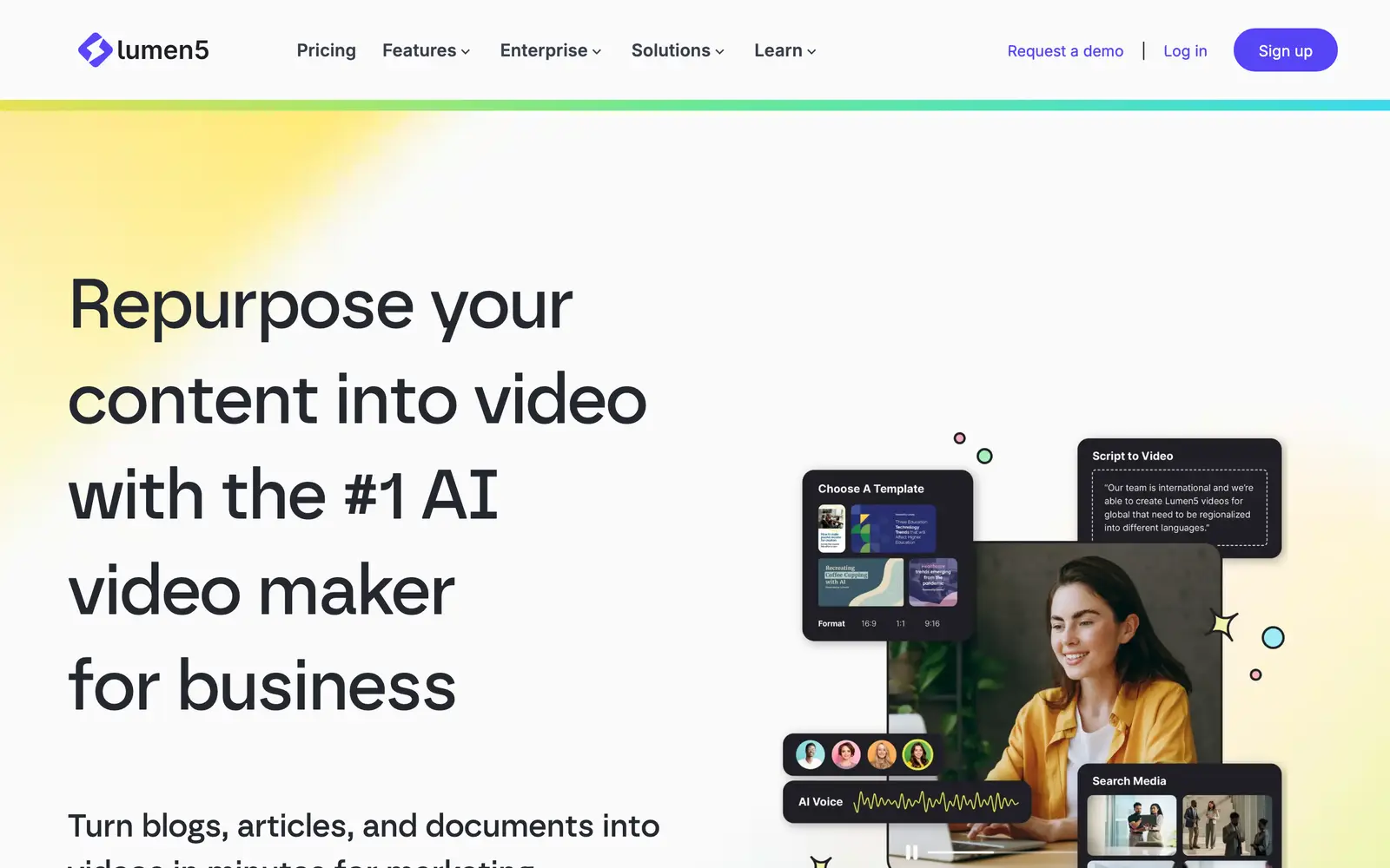 Screenshot of the Lumen5 website
