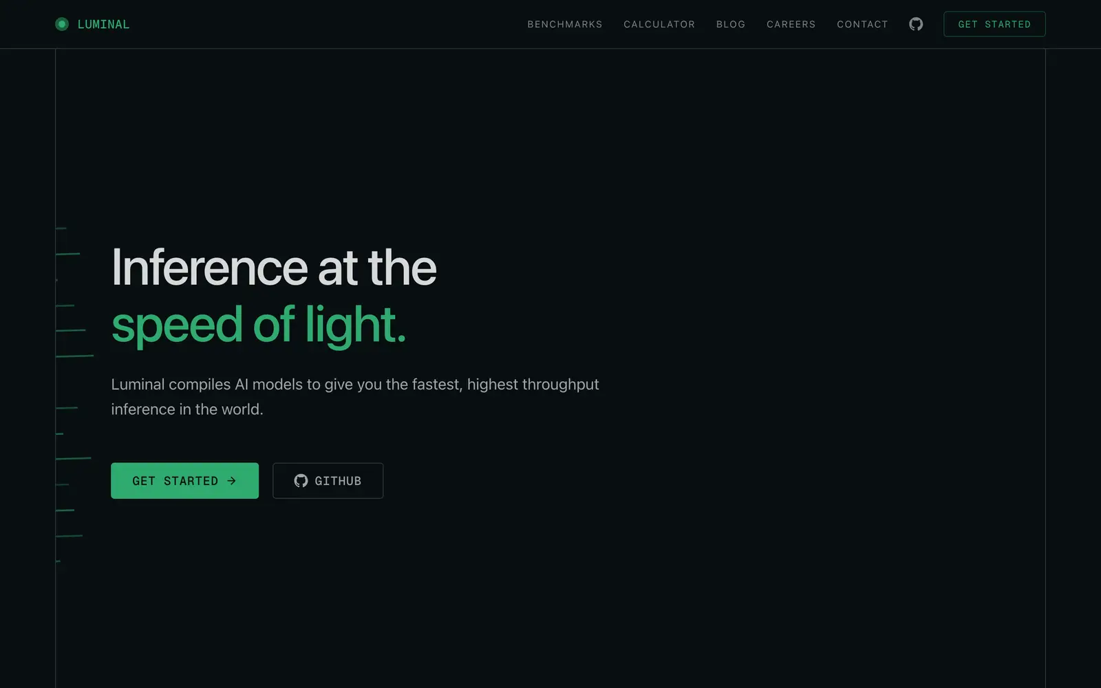 Screenshot of the Luminal website