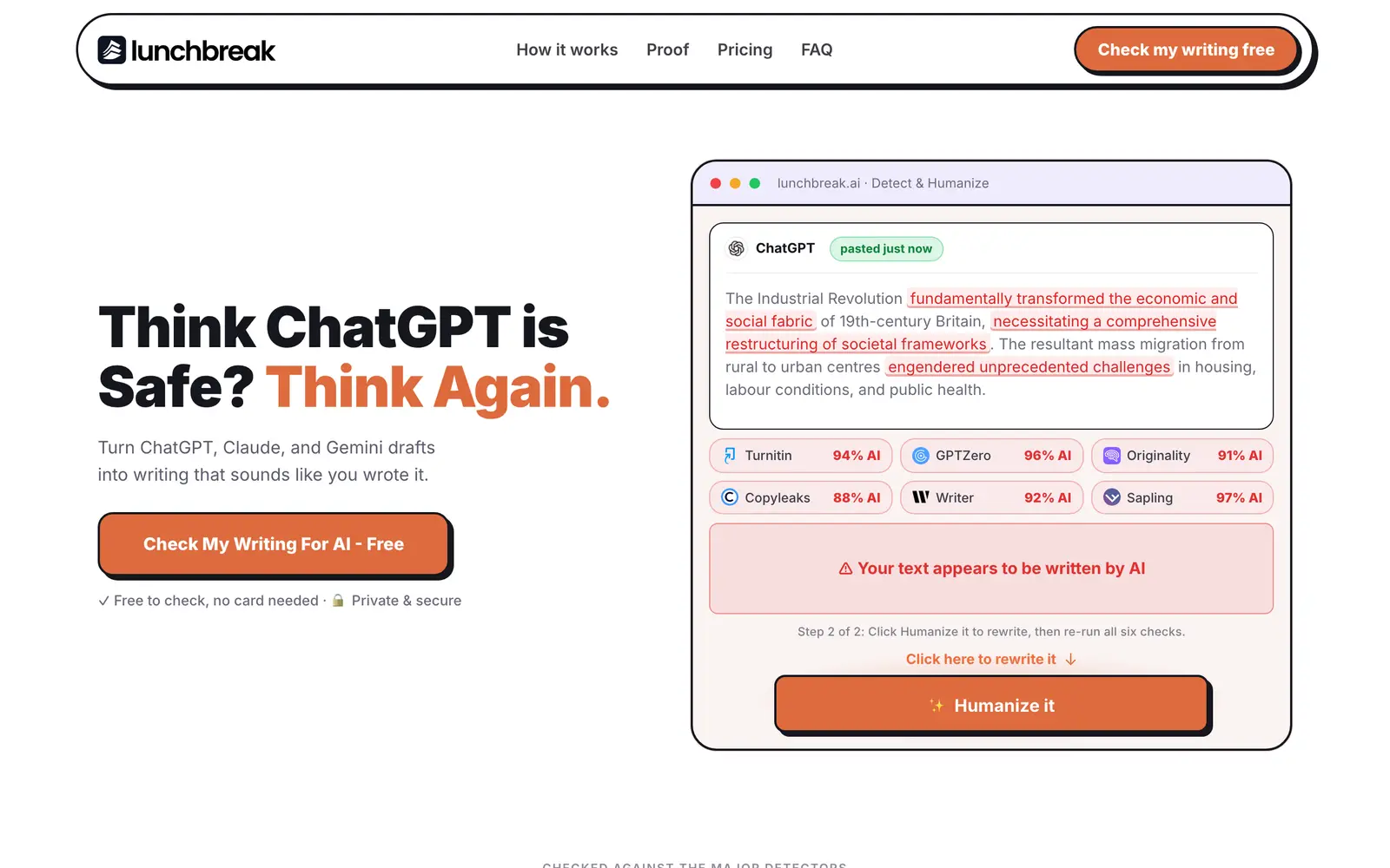 Screenshot of the Lunchbreak AI website