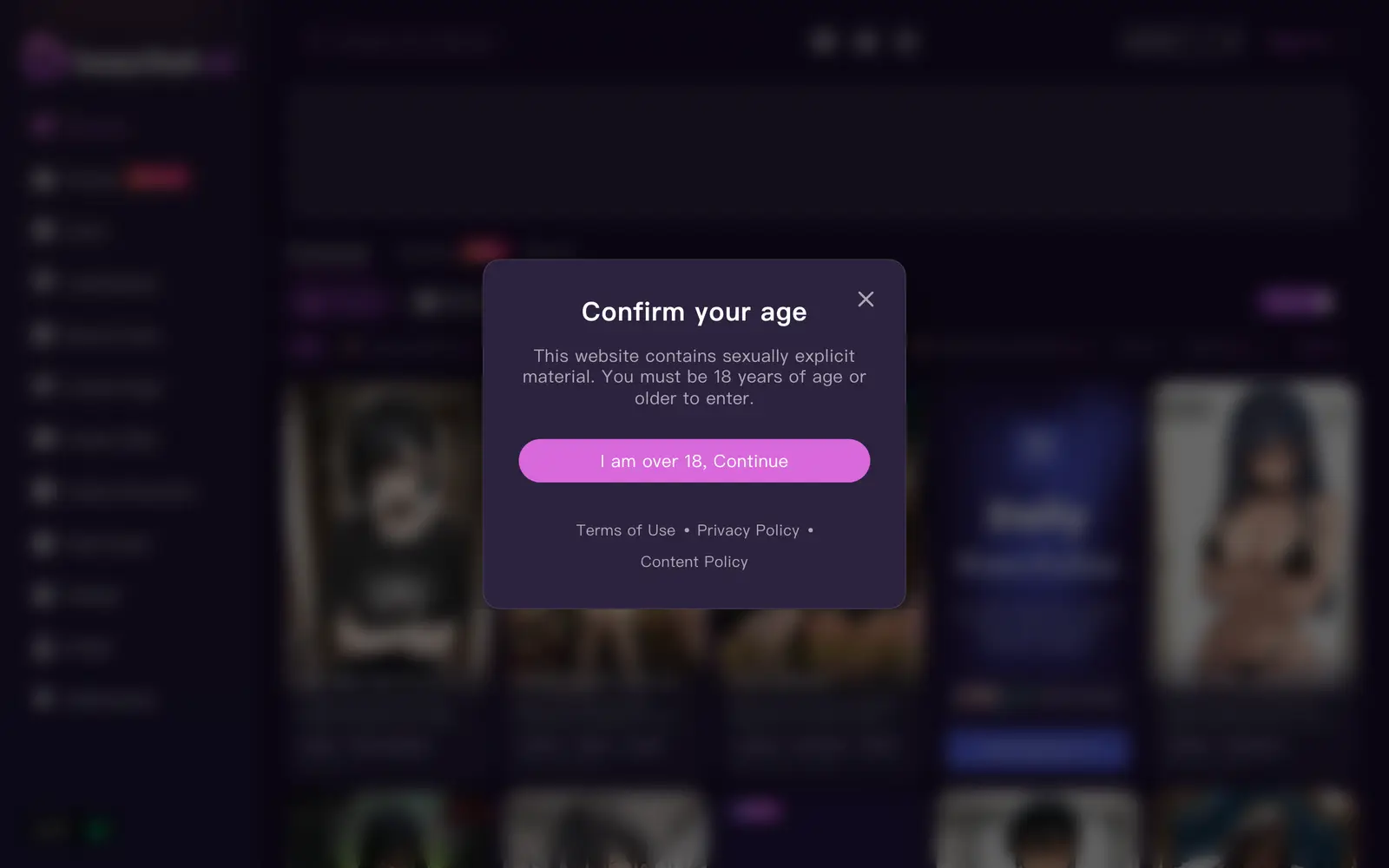 Screenshot of the LusyChat website