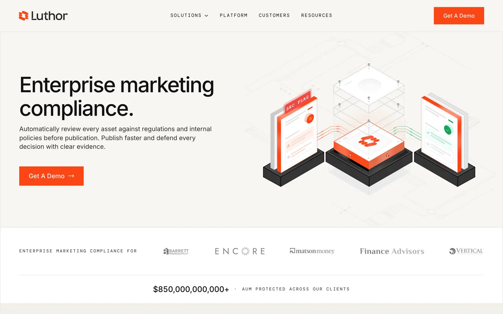 Screenshot of the Luthor website