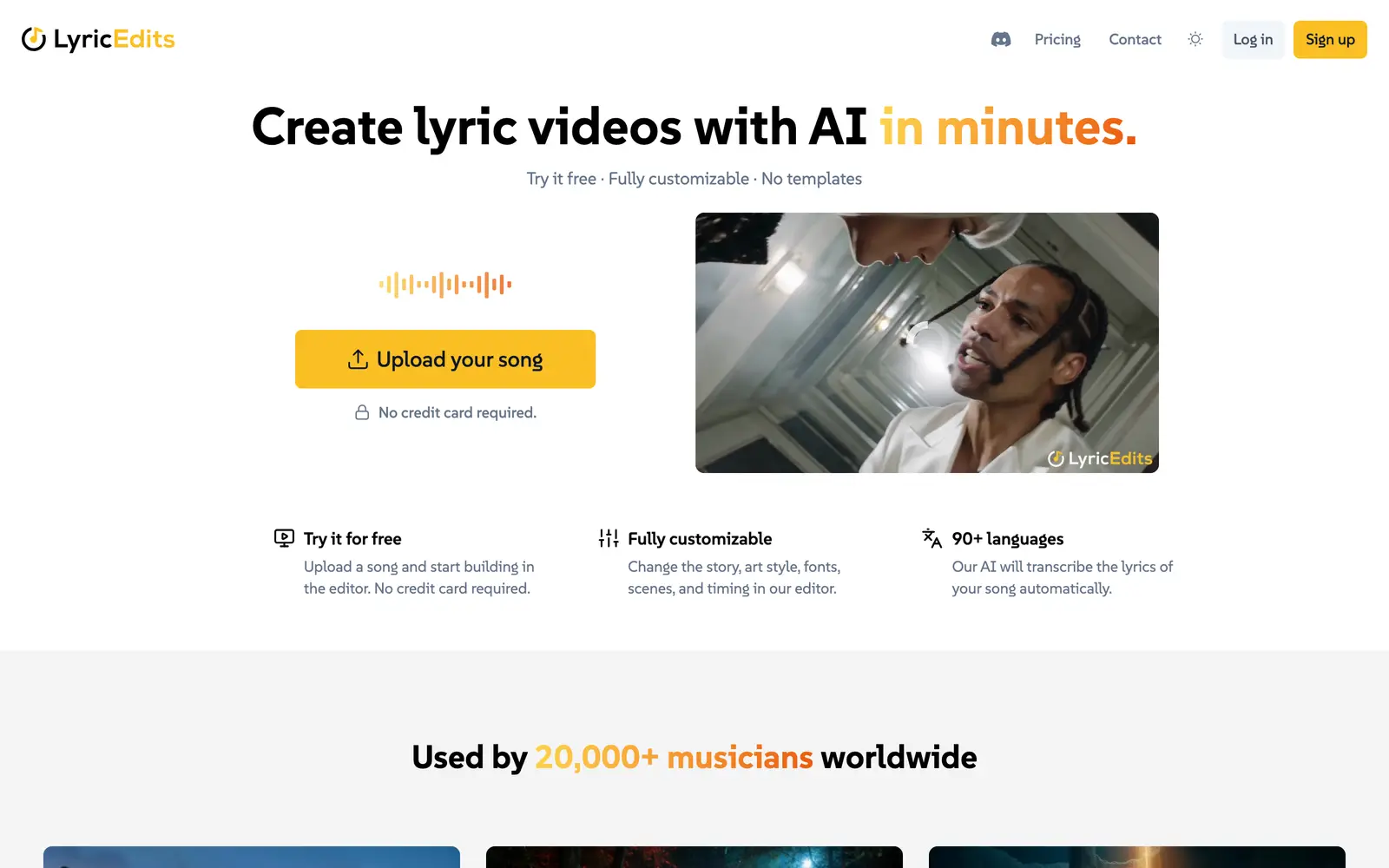 Screenshot of the LyricEdits website