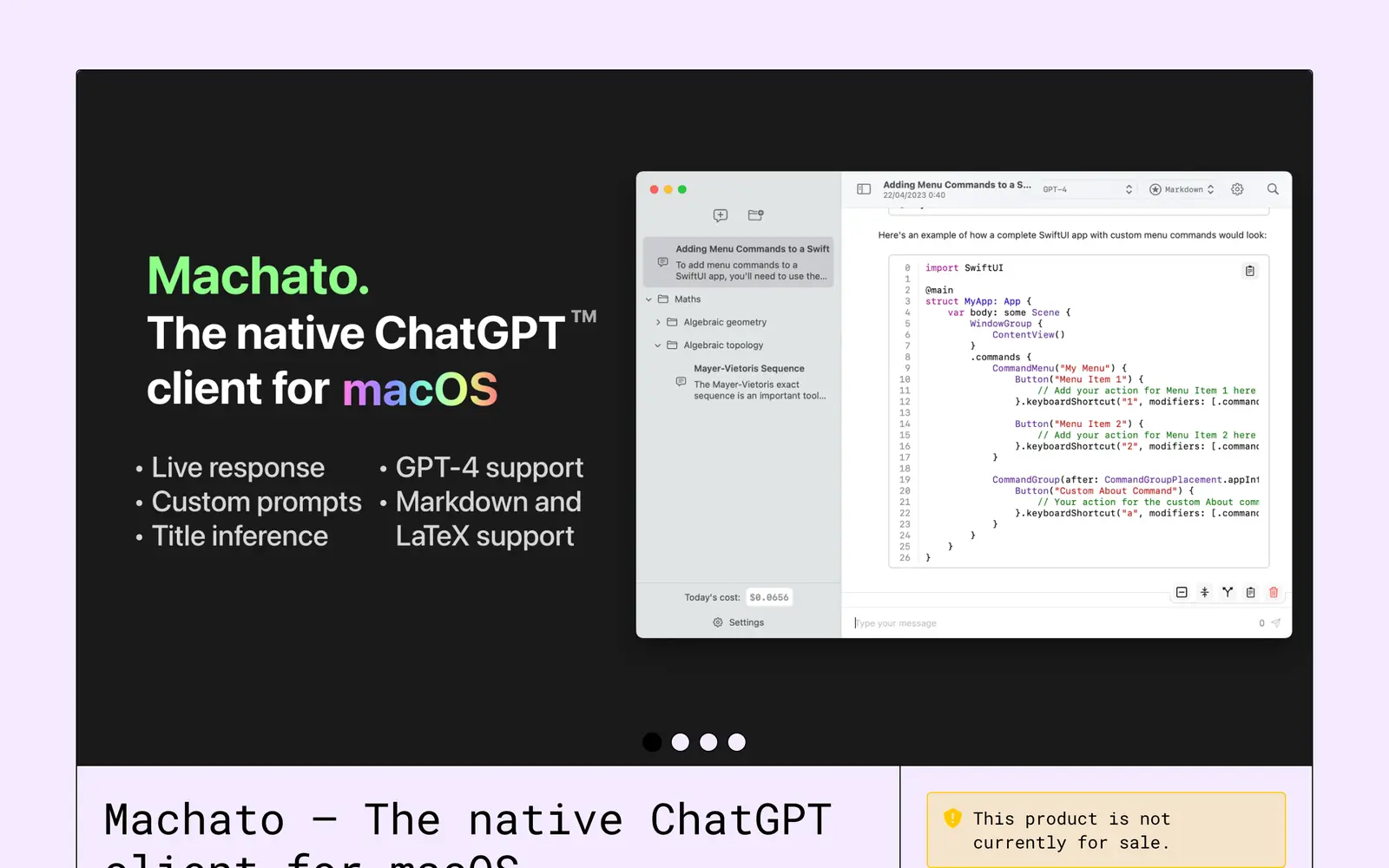 Screenshot of the Machato website