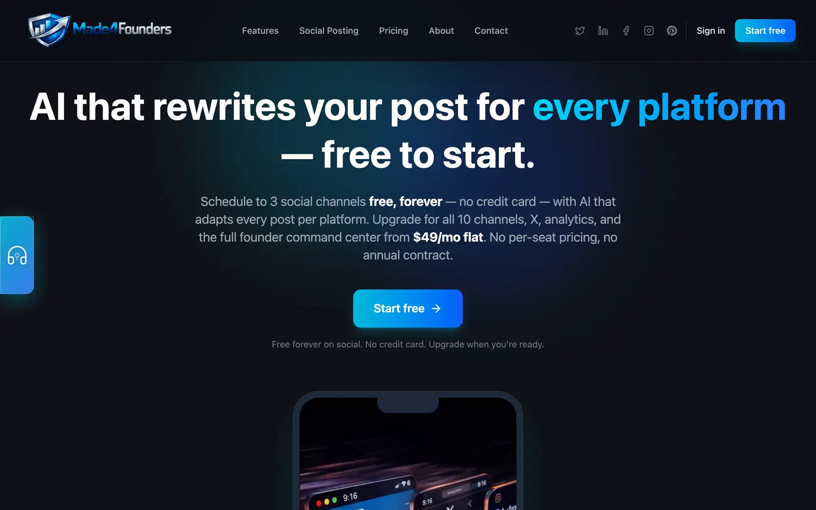 Screenshot of the Made4Founders website