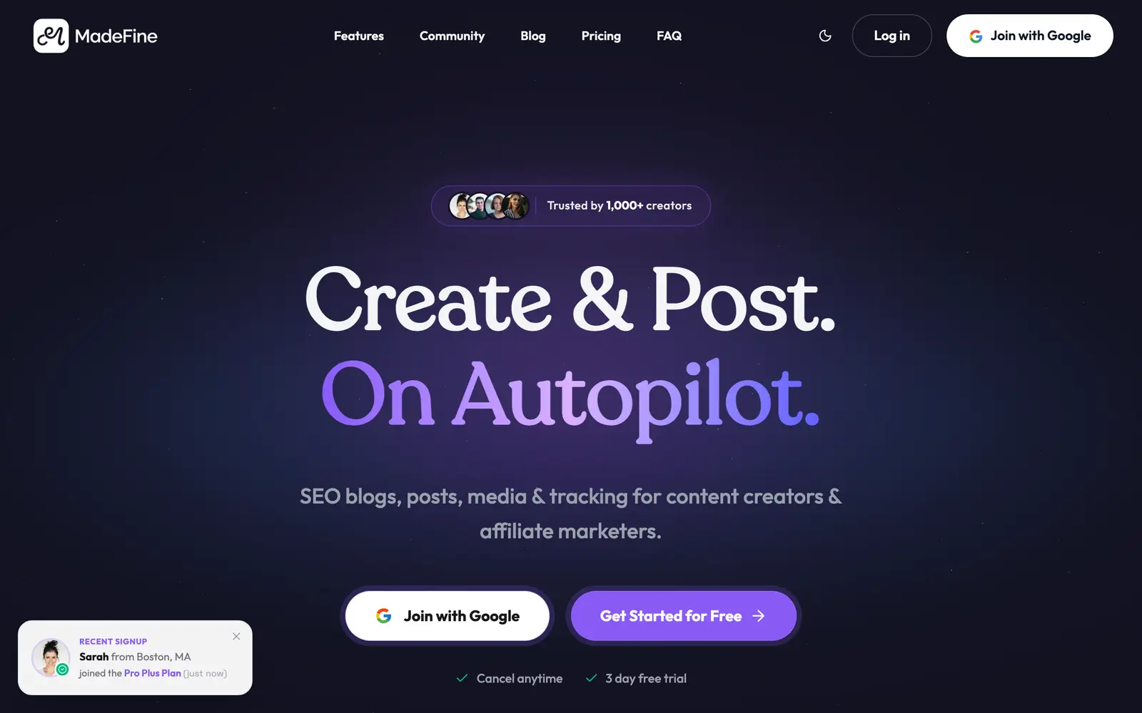 Screenshot of the MadeFine AI website