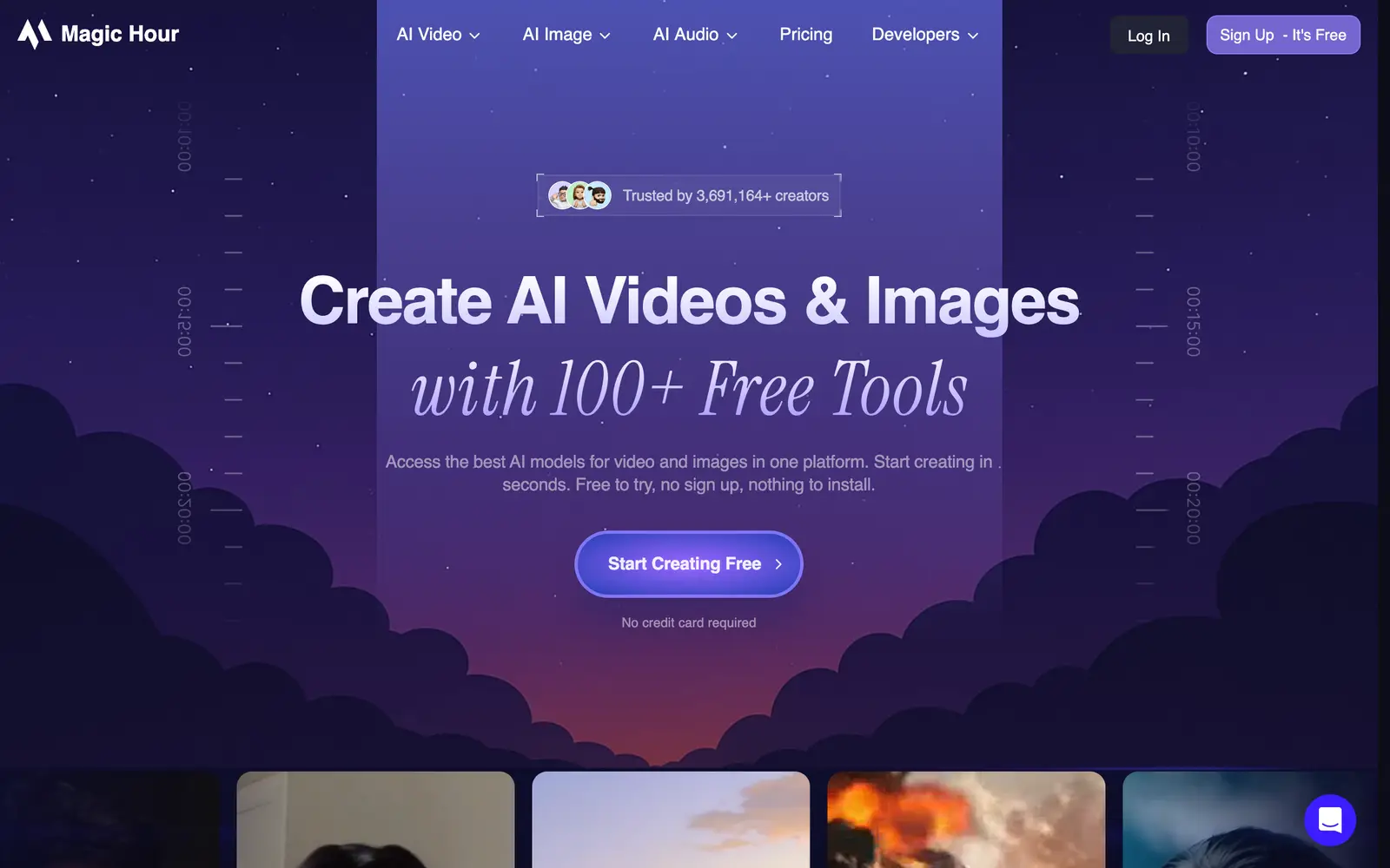 Screenshot of the Magic Hour website