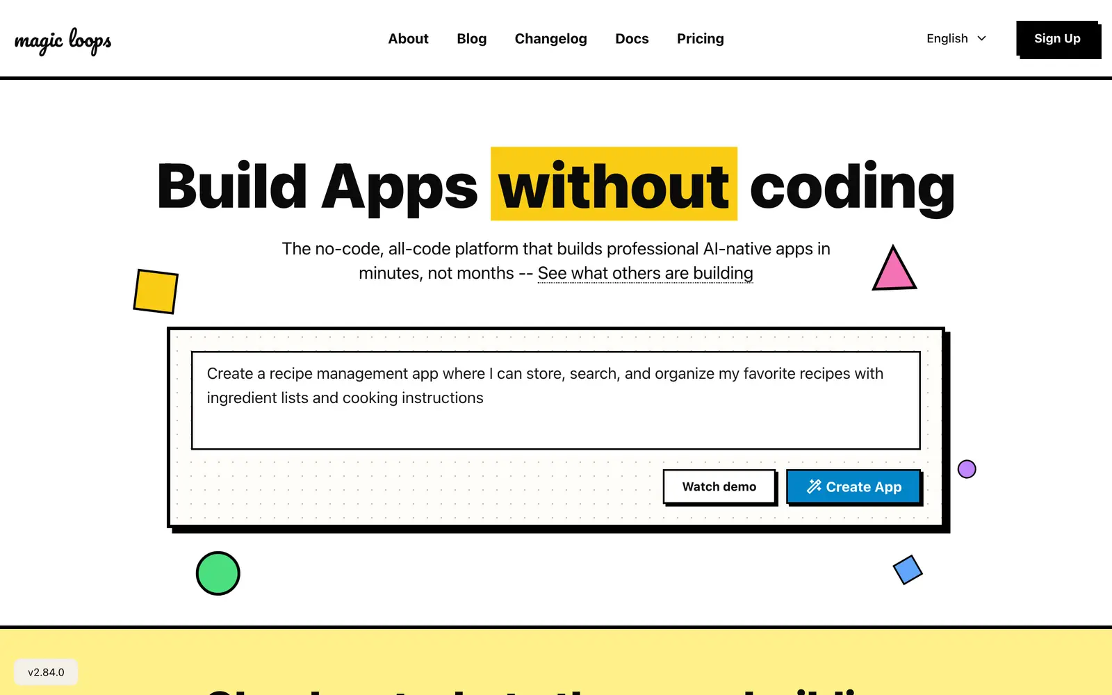 Screenshot of the Magic Loops website