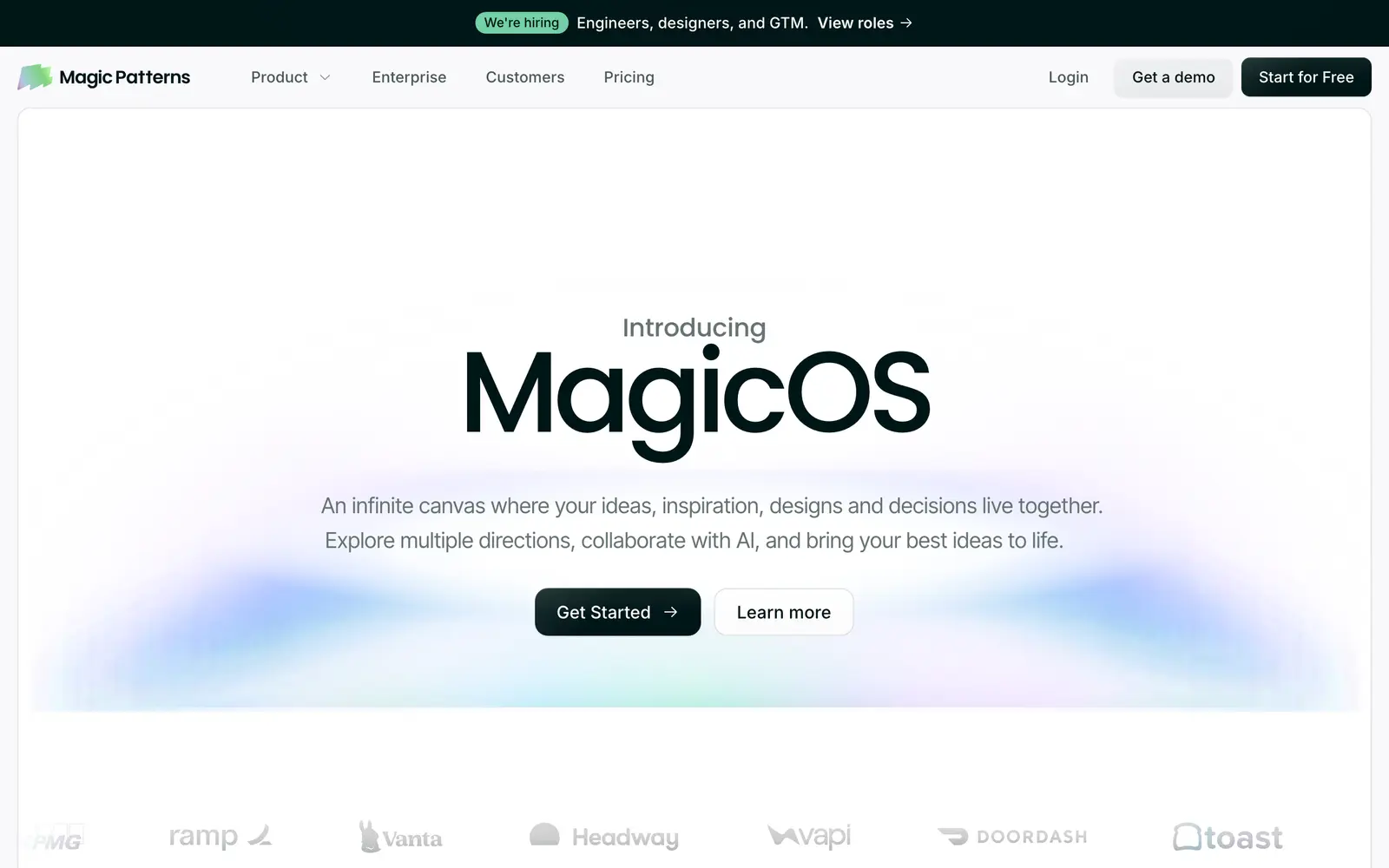 Screenshot of the Magic Patterns website