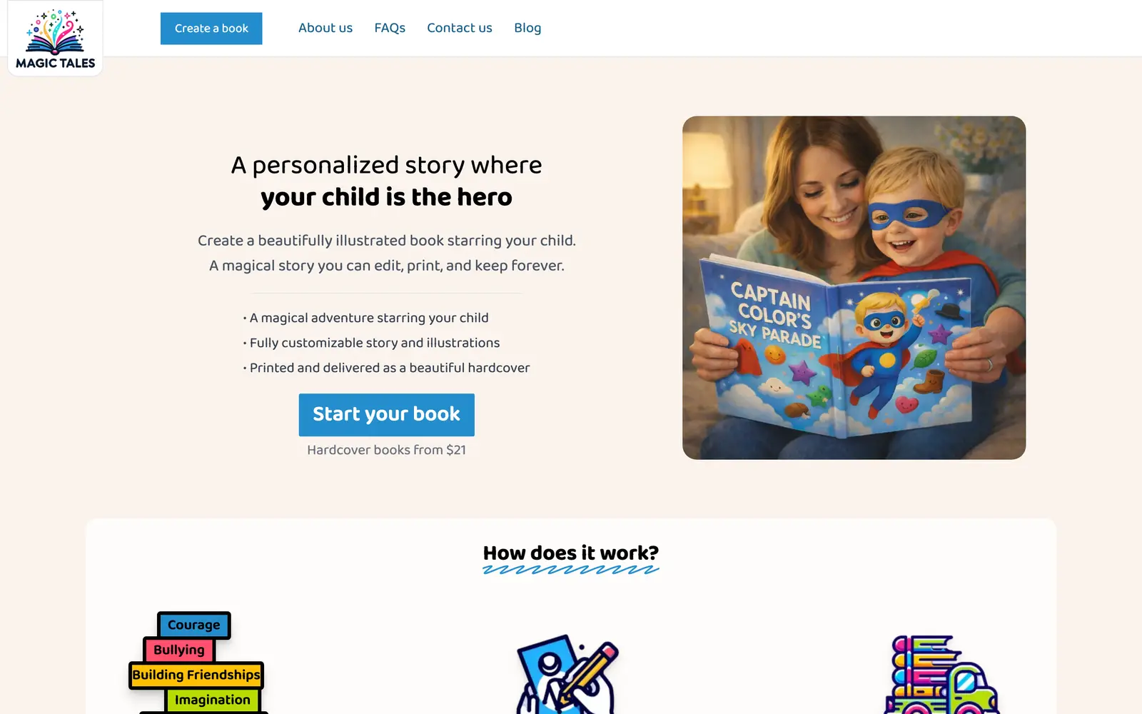 Screenshot of the Magic Tales website