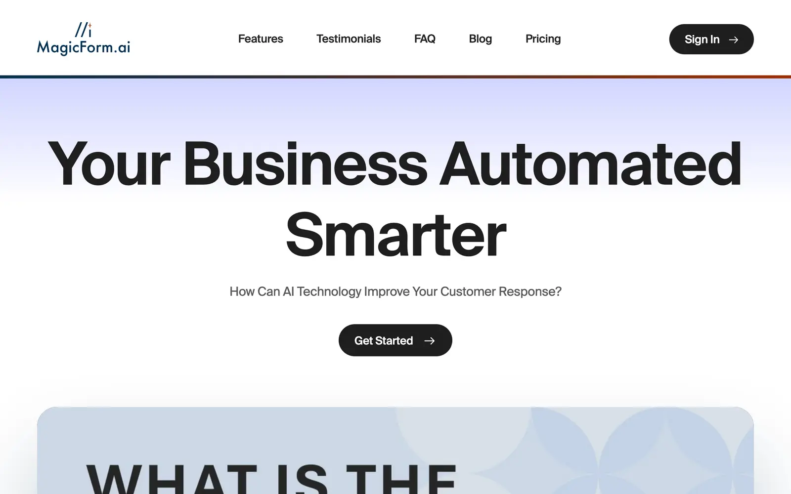 Screenshot of the MagicForm website