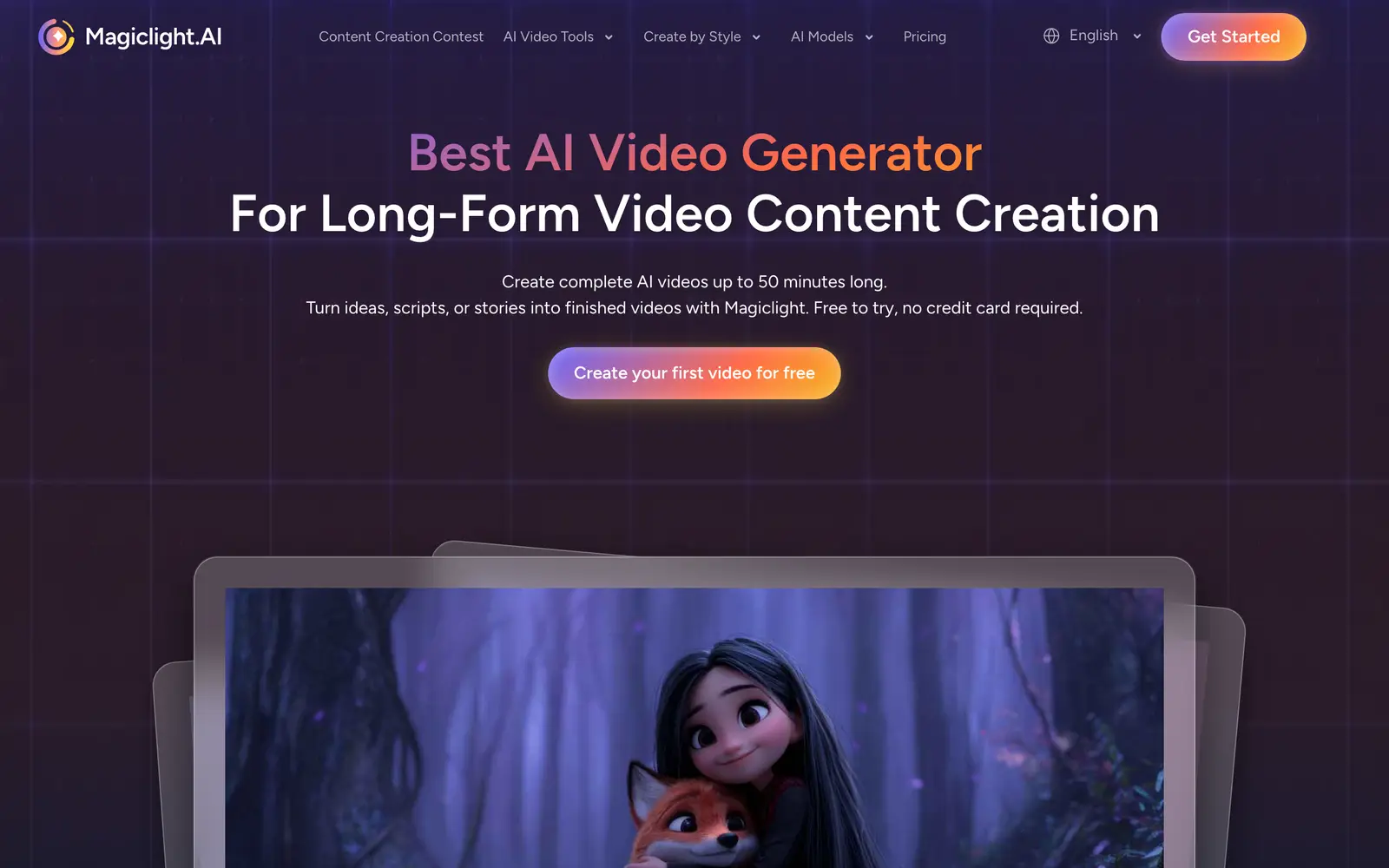 Screenshot of the MagicLight website