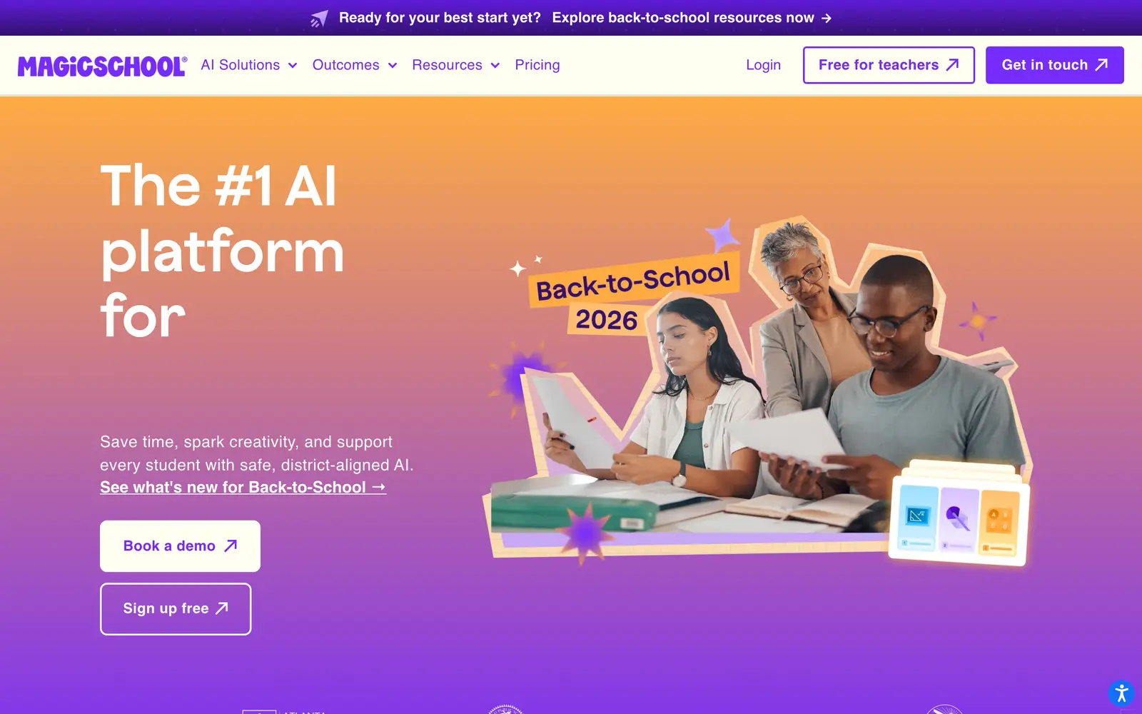 Screenshot of the MagicSchool AI website