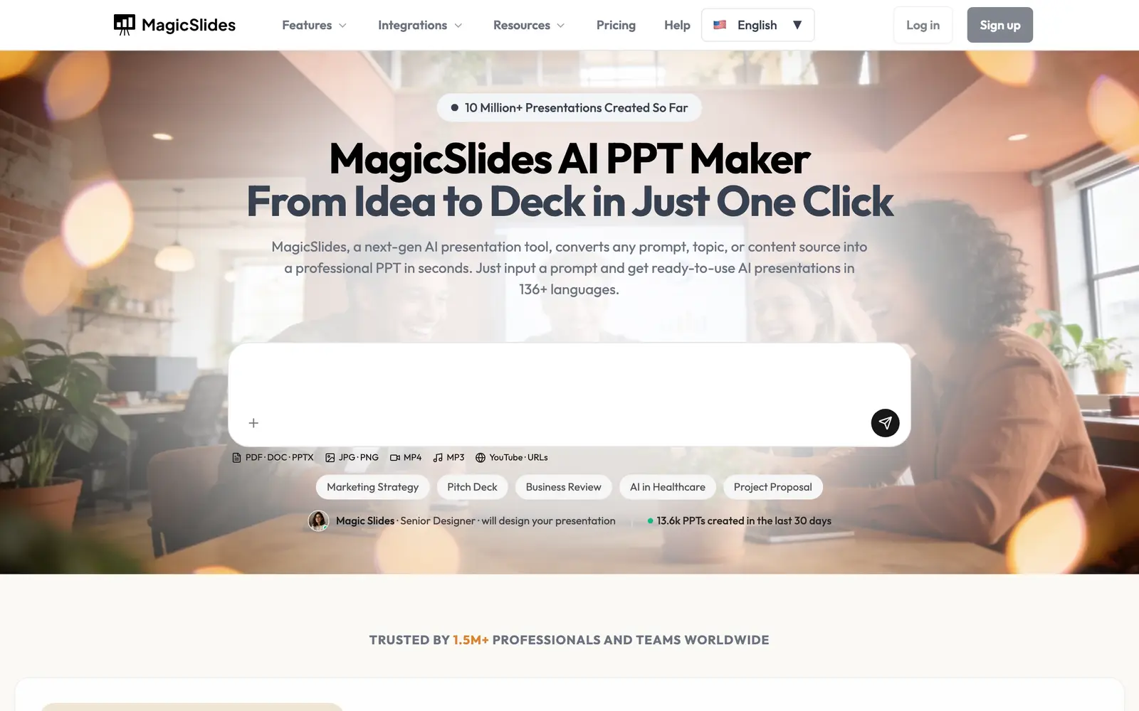 Screenshot of the MagicSlides website