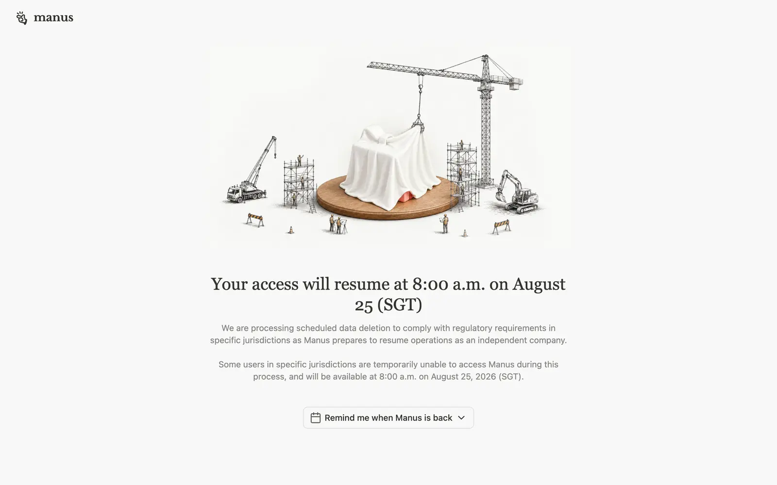 Screenshot of the Manus website