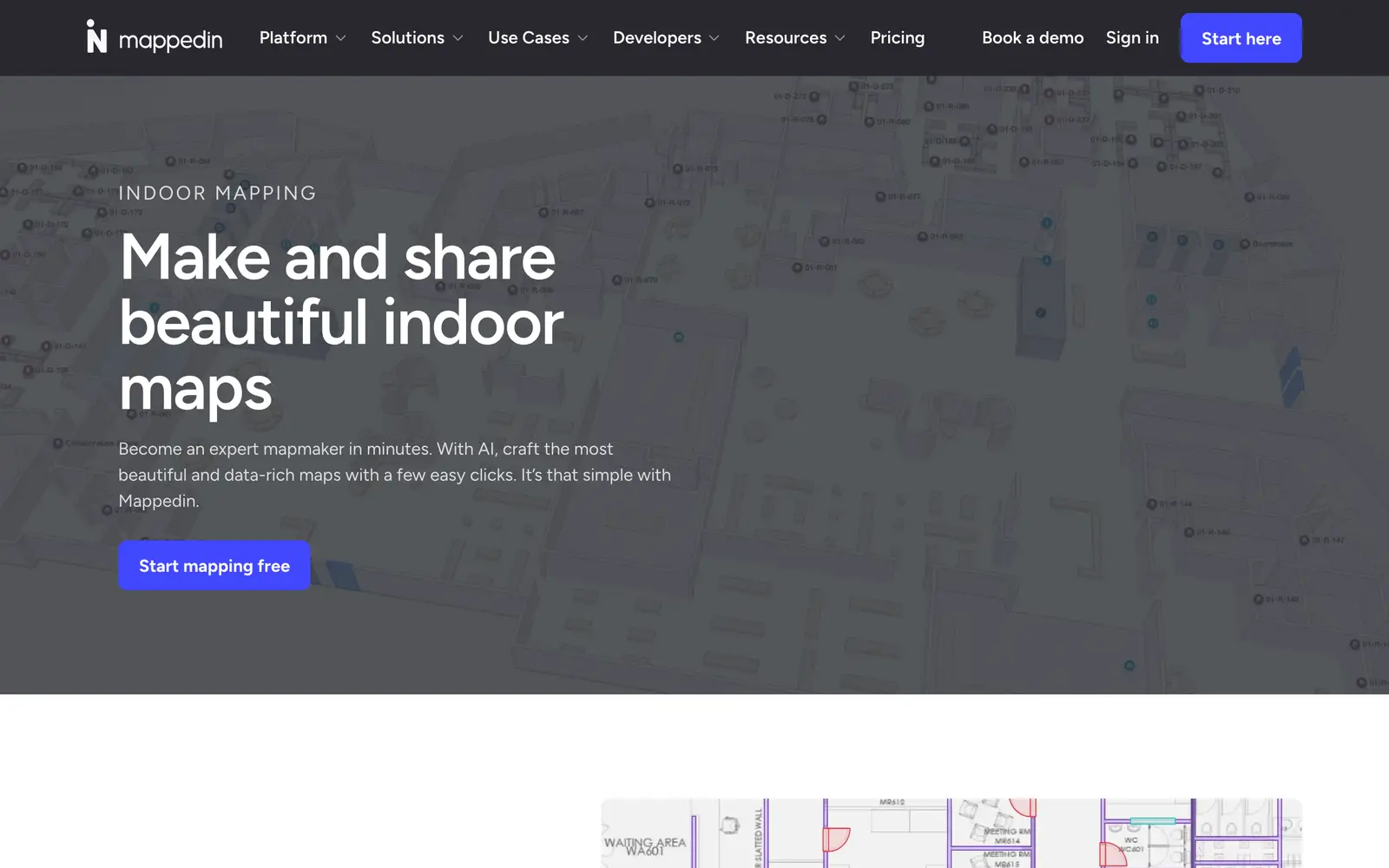 Screenshot of the Mappedin website